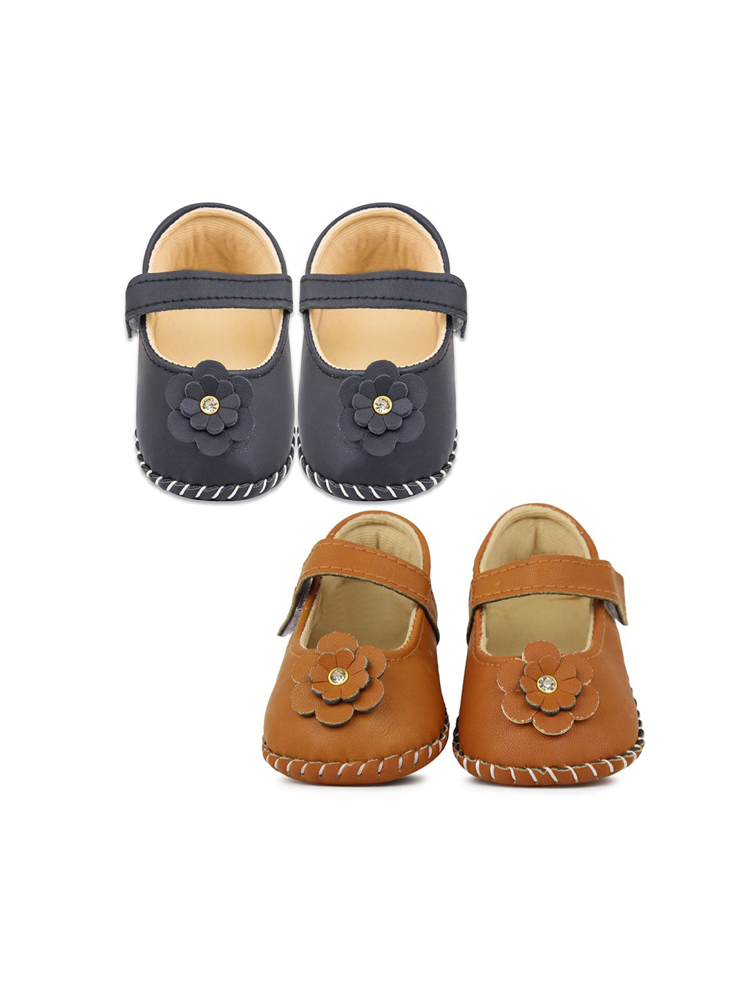 NESKA MODA Girls Set of 2 Synthetic Leather Sandal Booties