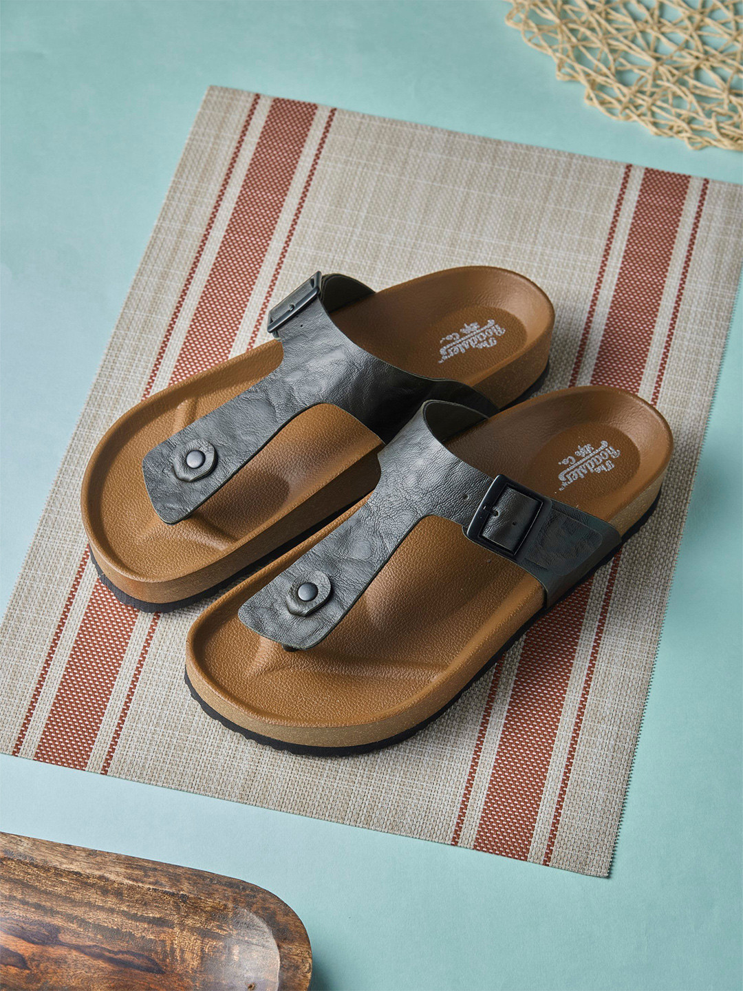 The Roadster Lifestyle Co Men Comfort Stylish Dual Strap Buckle Design Sandals