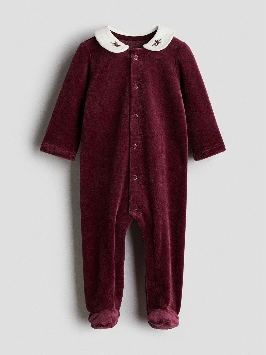 H&M Girls Collared Velour Sleepsuit