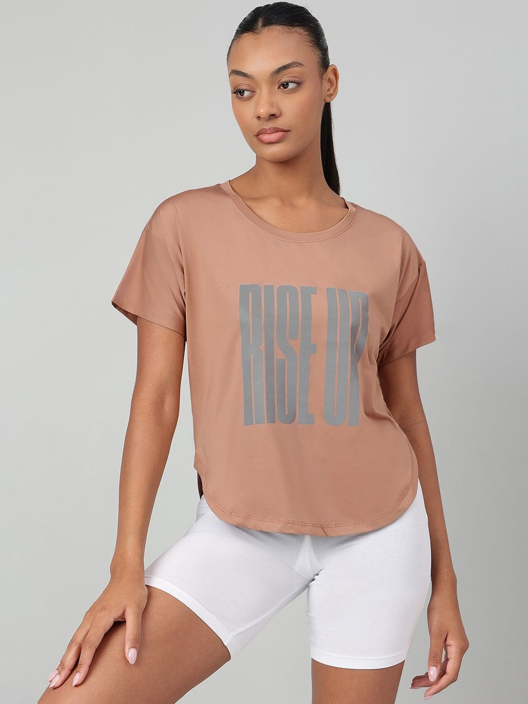 MKH Elevated Essentials Women Typography Printed Dri-FIT Sports T-shirt