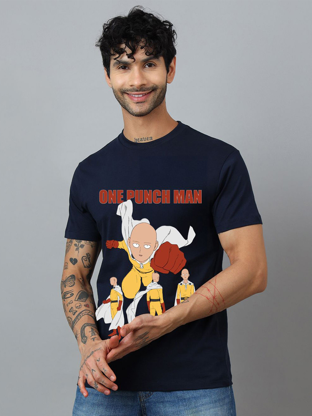 Free Authority One Punch Man Printed Pure Cotton T-Shirt