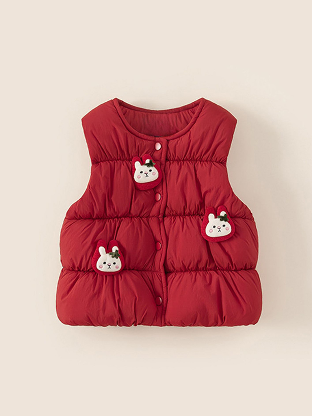 LULU & SKY Girls Self Design Collarless Puffer Jacket