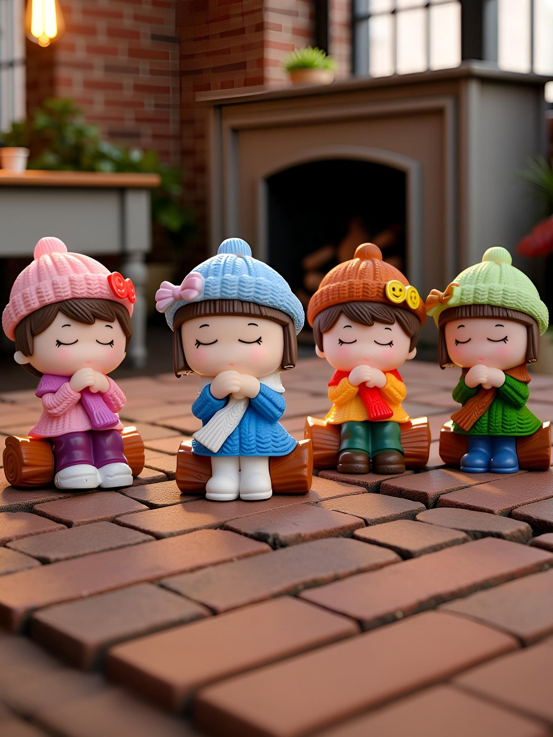 Gopalvilla Set Of 4 Sweater Wish Couple Figurine Showpiece