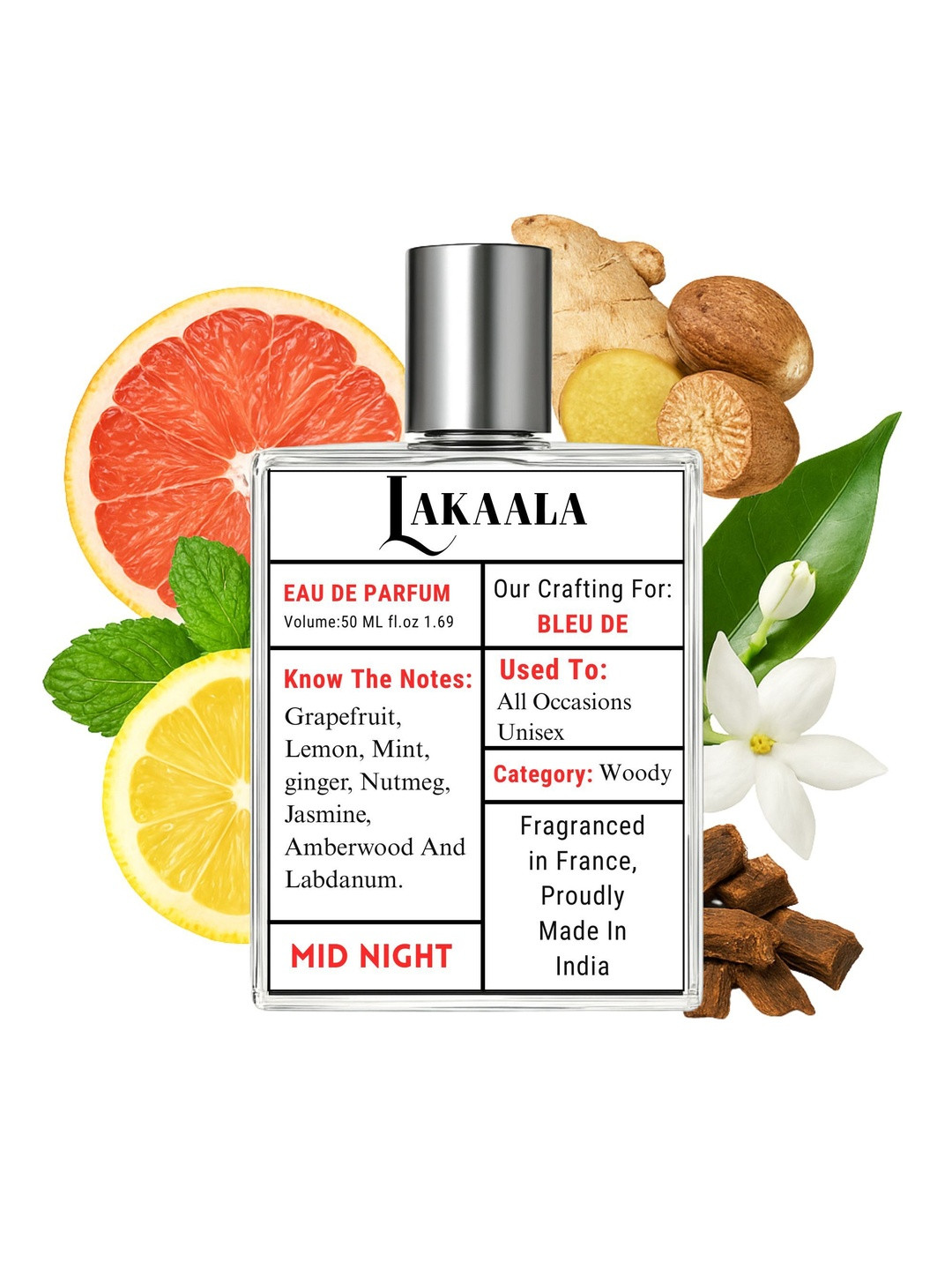 LAKAALA Unisex Mid Night Long Lasting Eau de Parfum - 50 ml