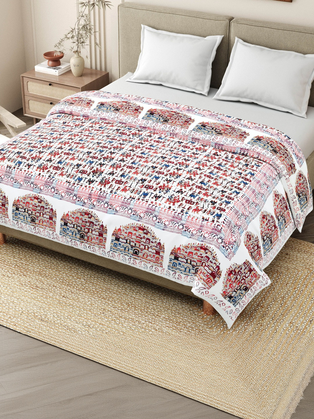 The Craft Monk Ethnic Motifs Printed Pure Cotton Mild Winter 350 GSM Double Bed Quilt