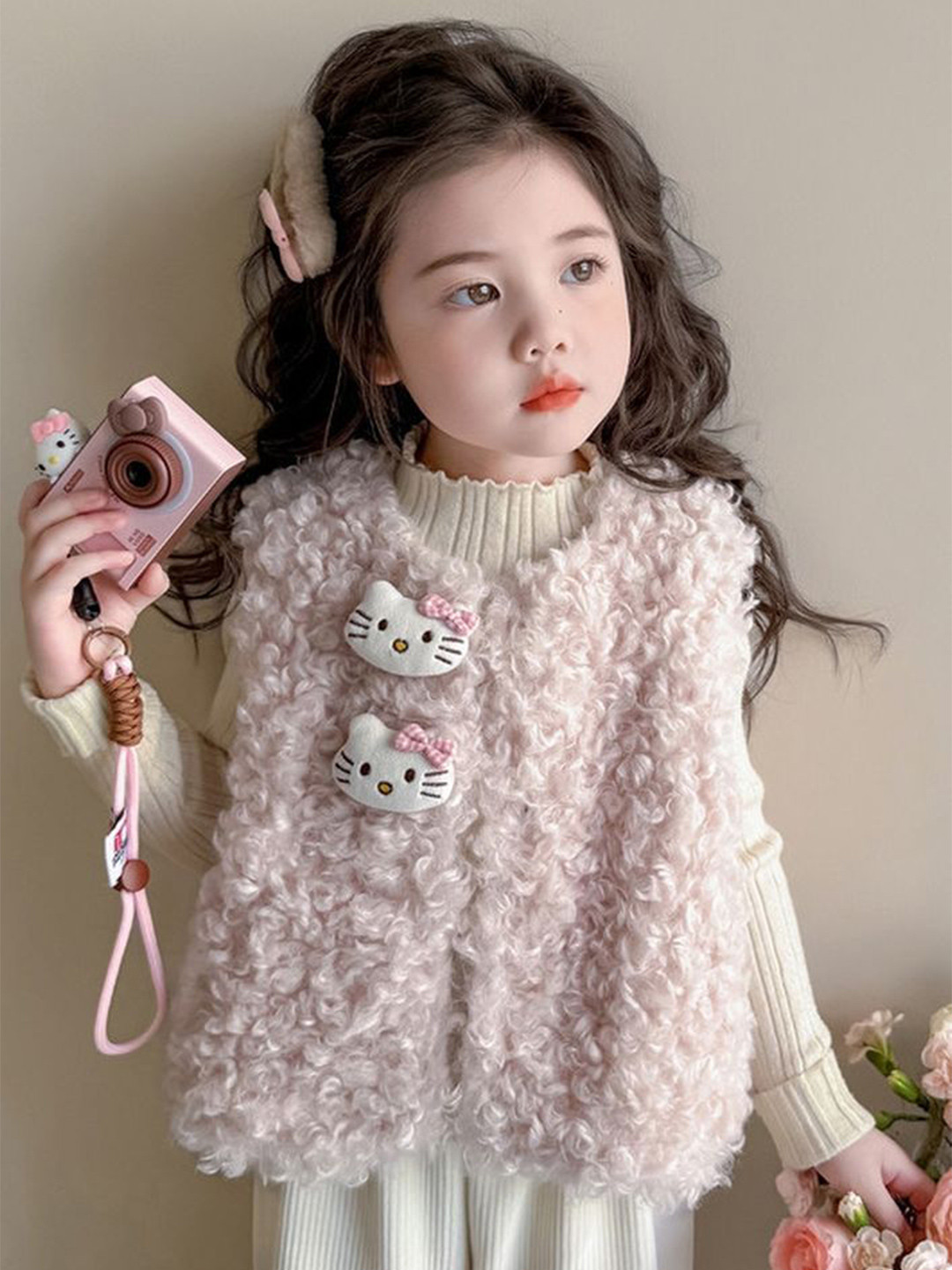 LULU & SKY Girls Sweater Vest with Applique Detail