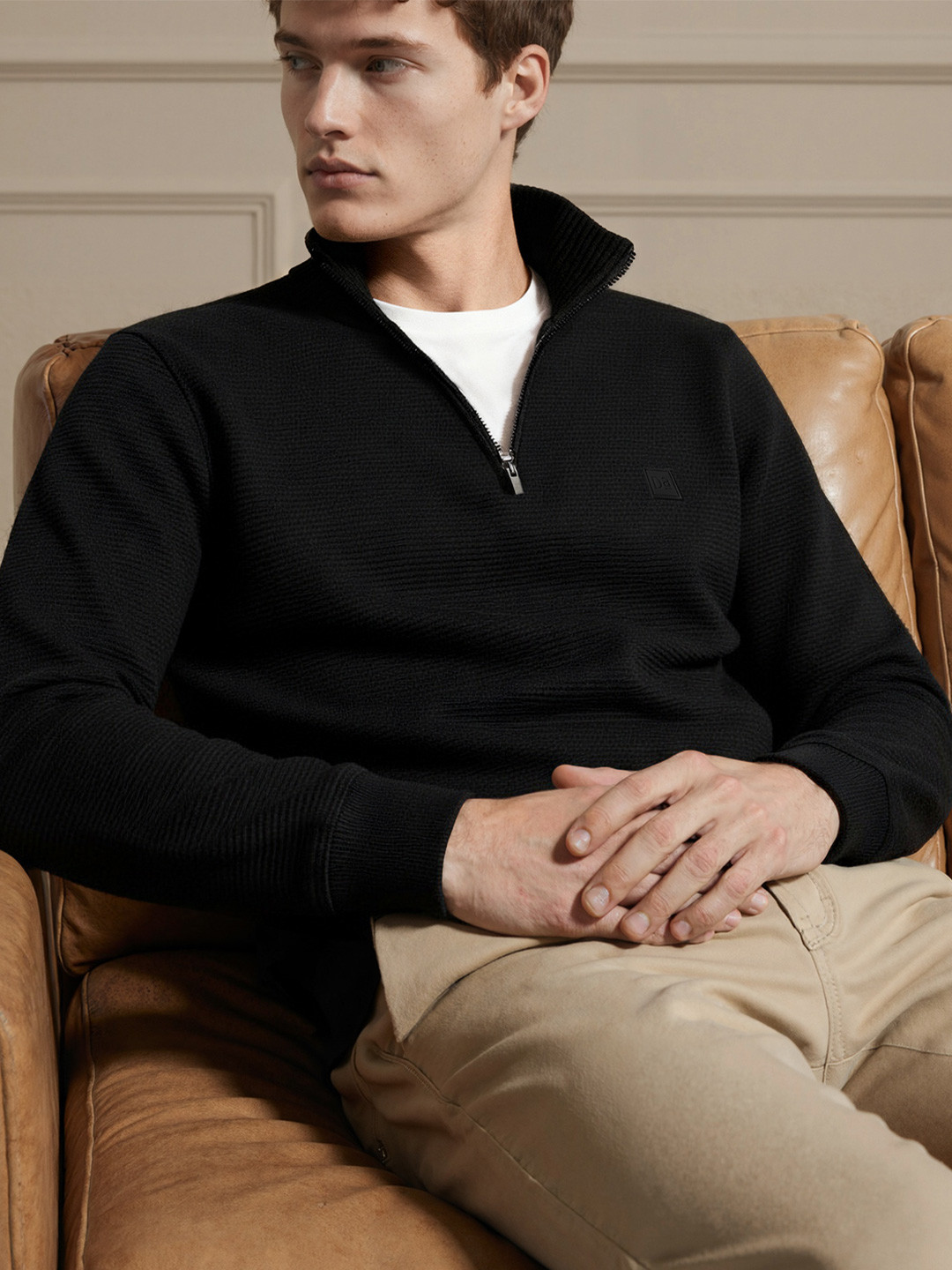 DAMENSCH Men Mock Collar Pullover Half Zip Sweatshirt