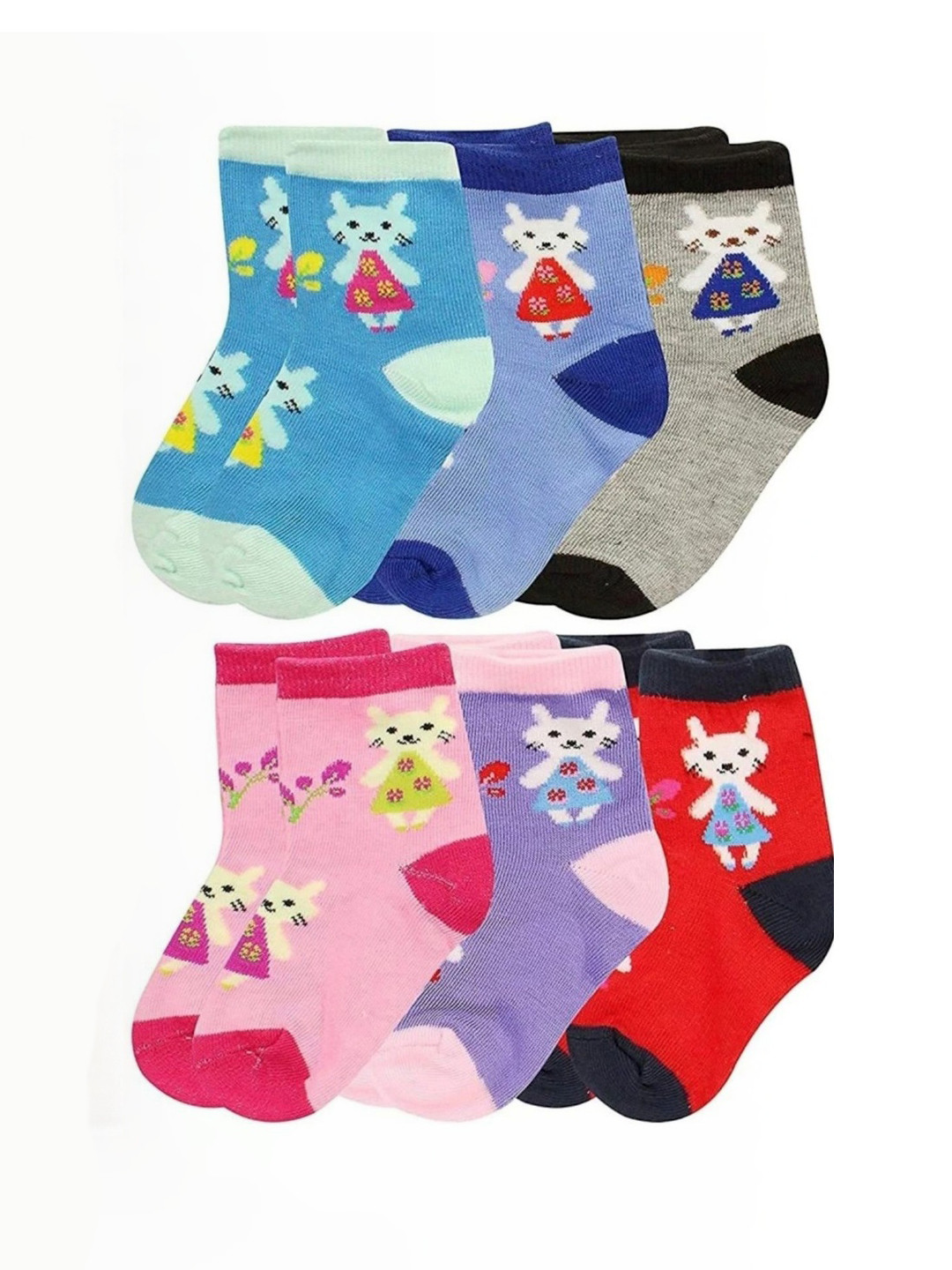 Akeeta Kids Unisex Pack Of 12 Multi Color Patterned Cotton Ankle Length Socks