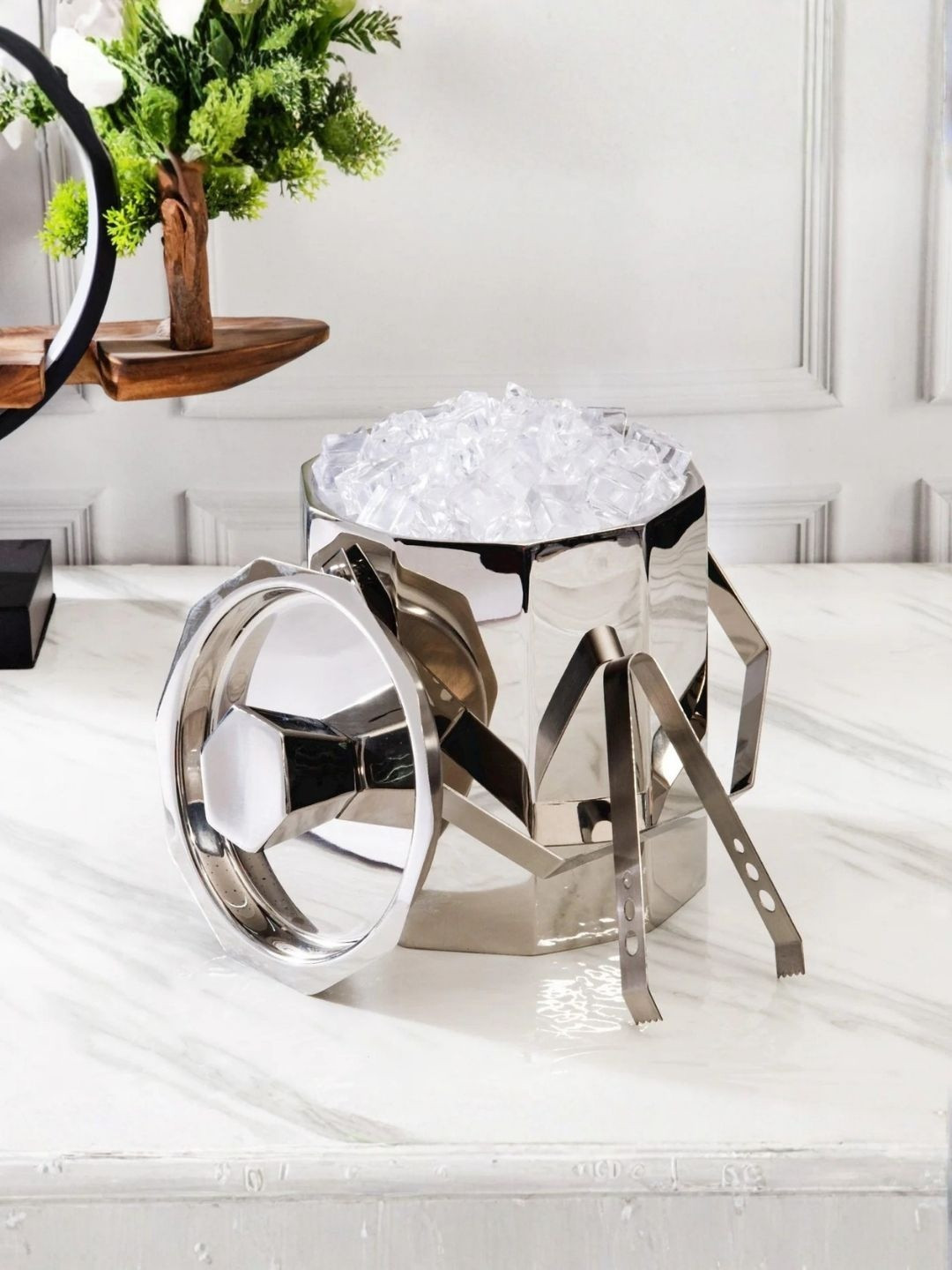 SMOKEY COCKTAIL Silver-Toned Stainless Steel Ice Buckets