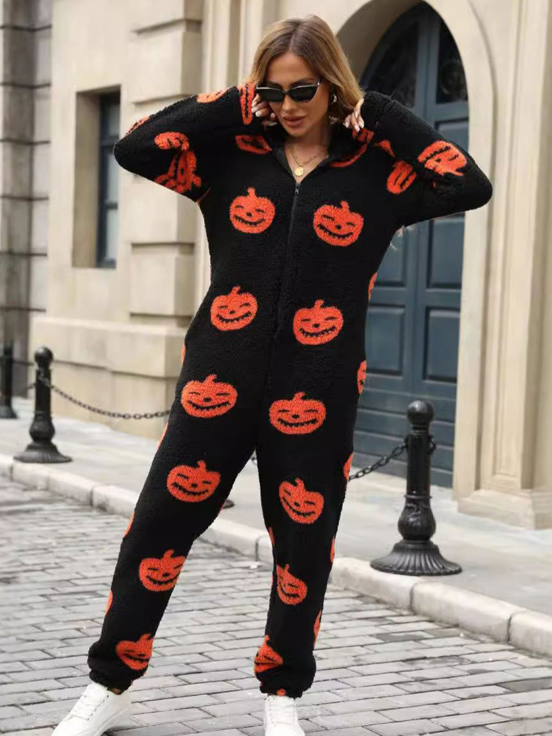 Oh Rare Women Printed Basic Zipper Jumpsuit