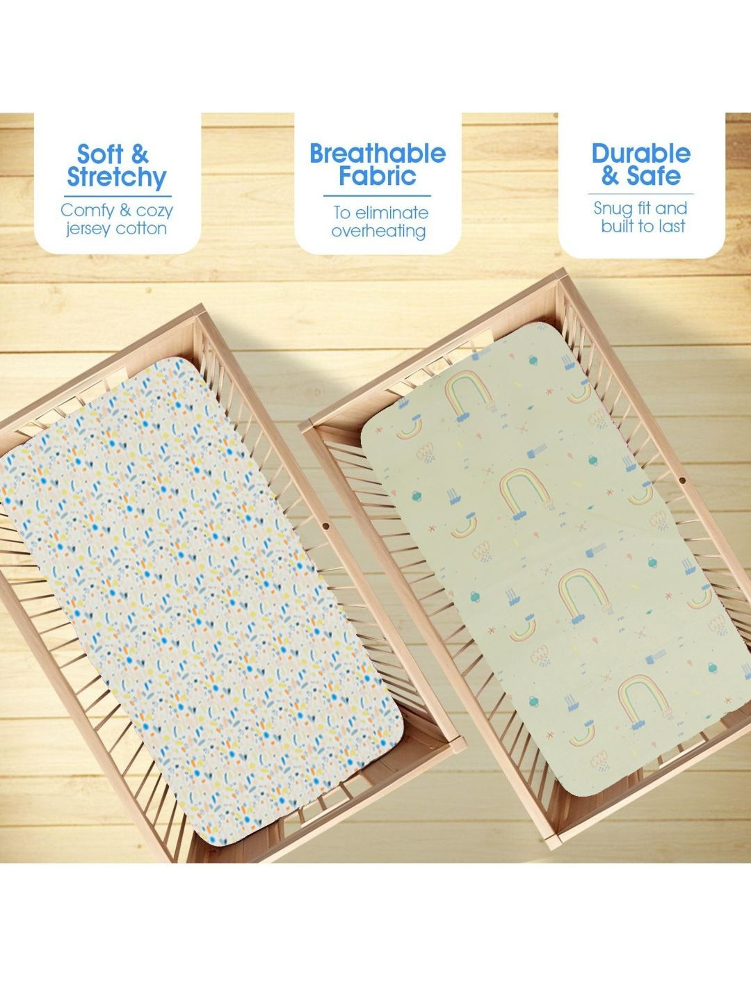 Portico Kids Set Of 2 Infants Little Peaches Pure Cotton Flat Sheet