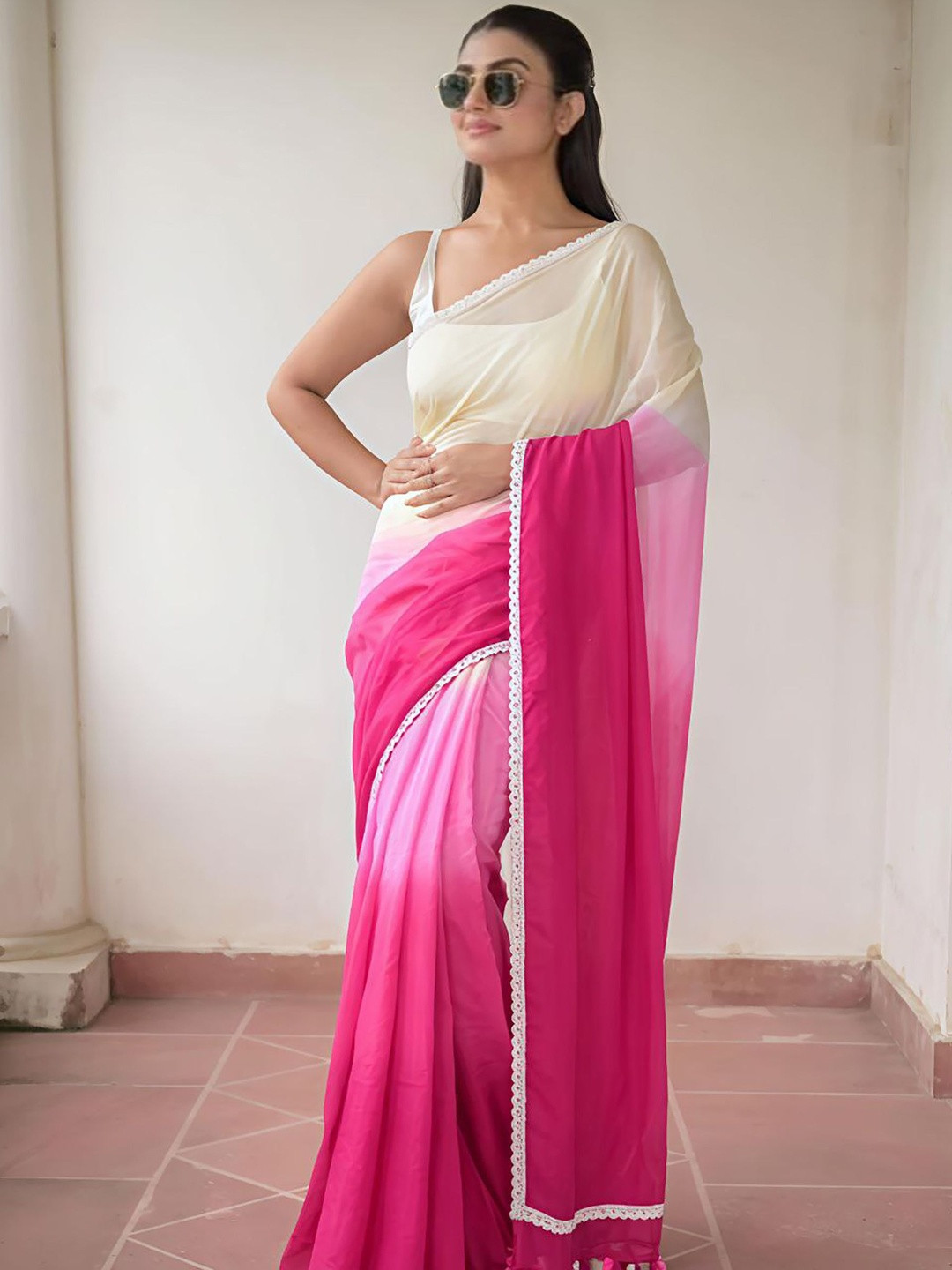 AMRUTKALA SAREES Ombre Embellished Border Saree