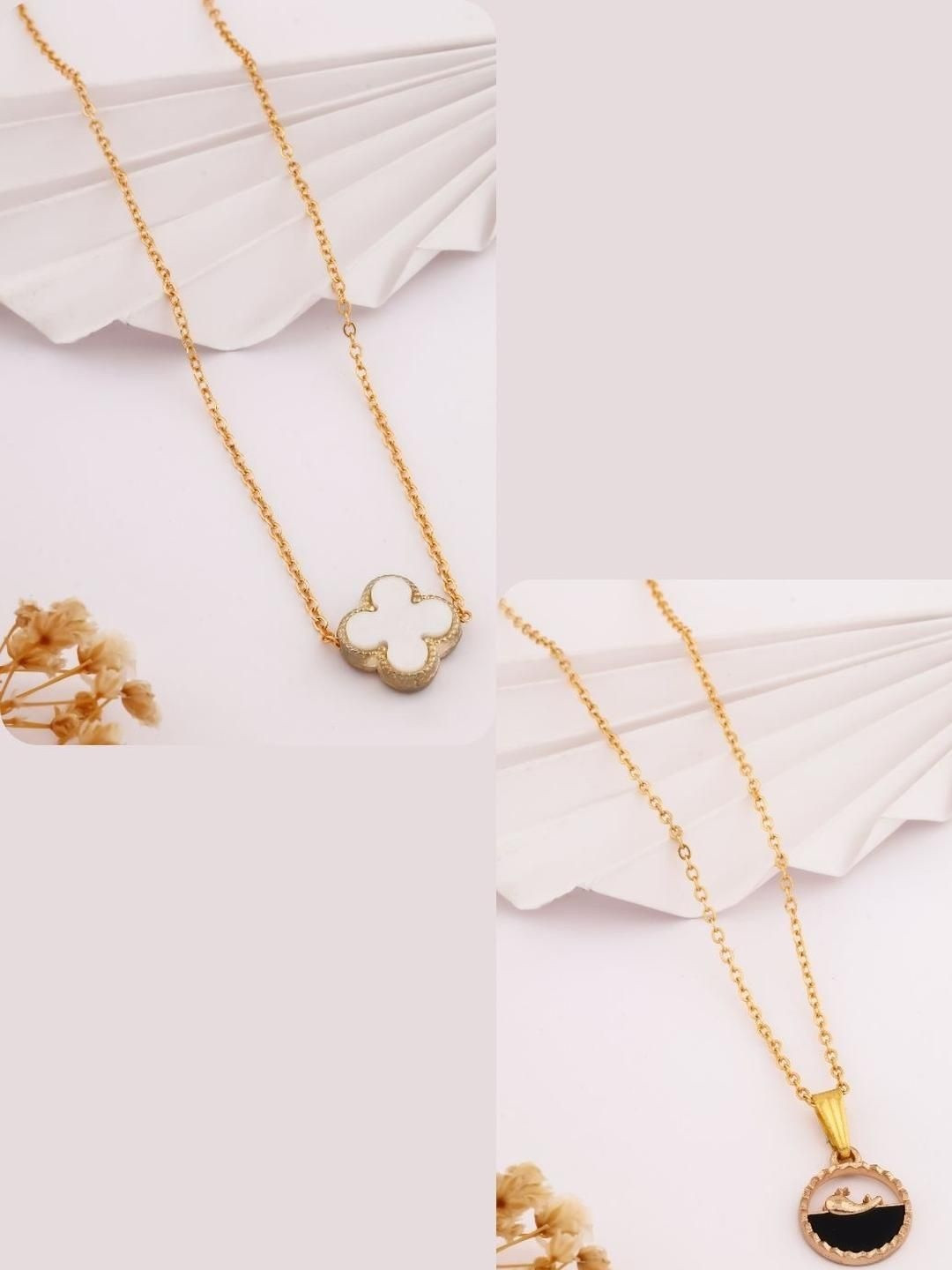 SZN Set Of 2 Gold-Plated Artificial Beaded Minimal Chain