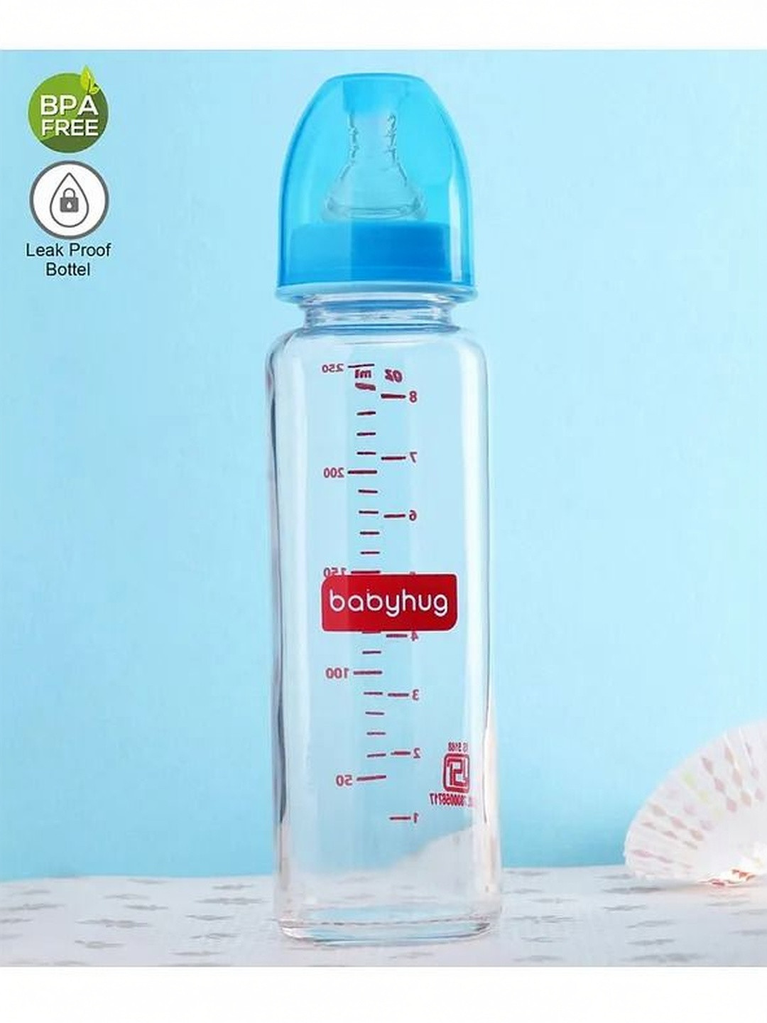 Babyhug Blue Printed Anti Colic Feeding Bottle - 250 ml