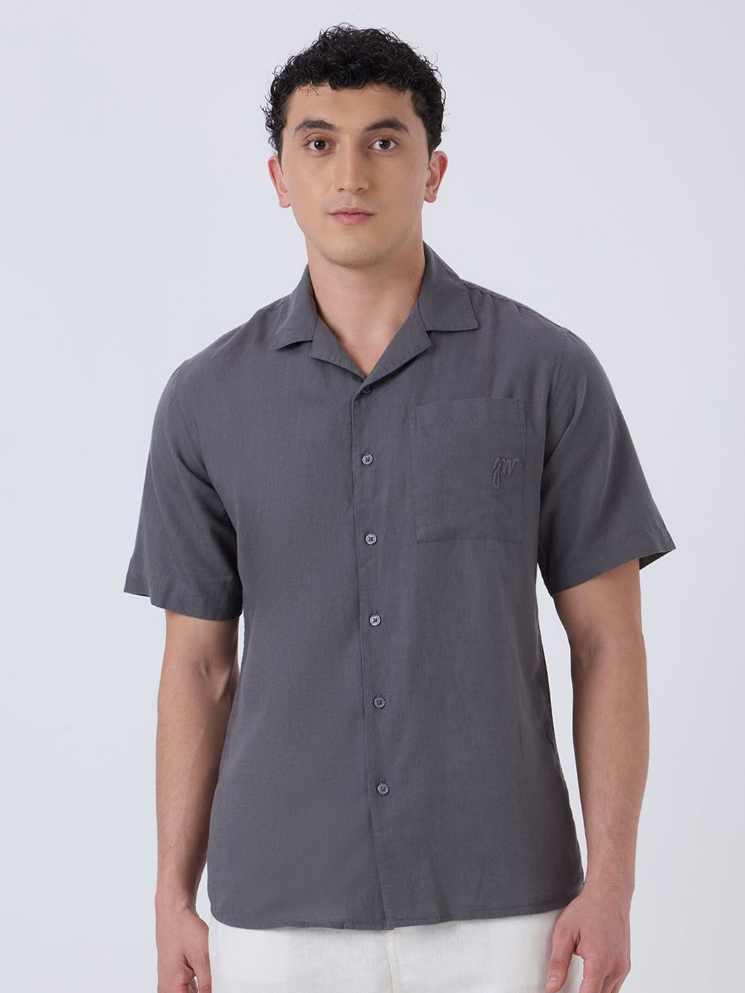 JOHN WATSON Santorini Men Classic Solid Half-Sleeves Casual Regular Fit Shirt