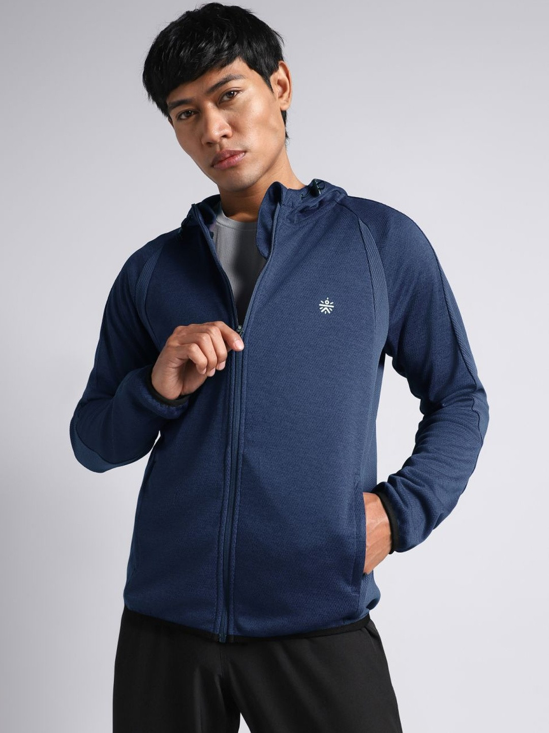 CULT Men Hooded Graphic Print Front Open Sports Jacket