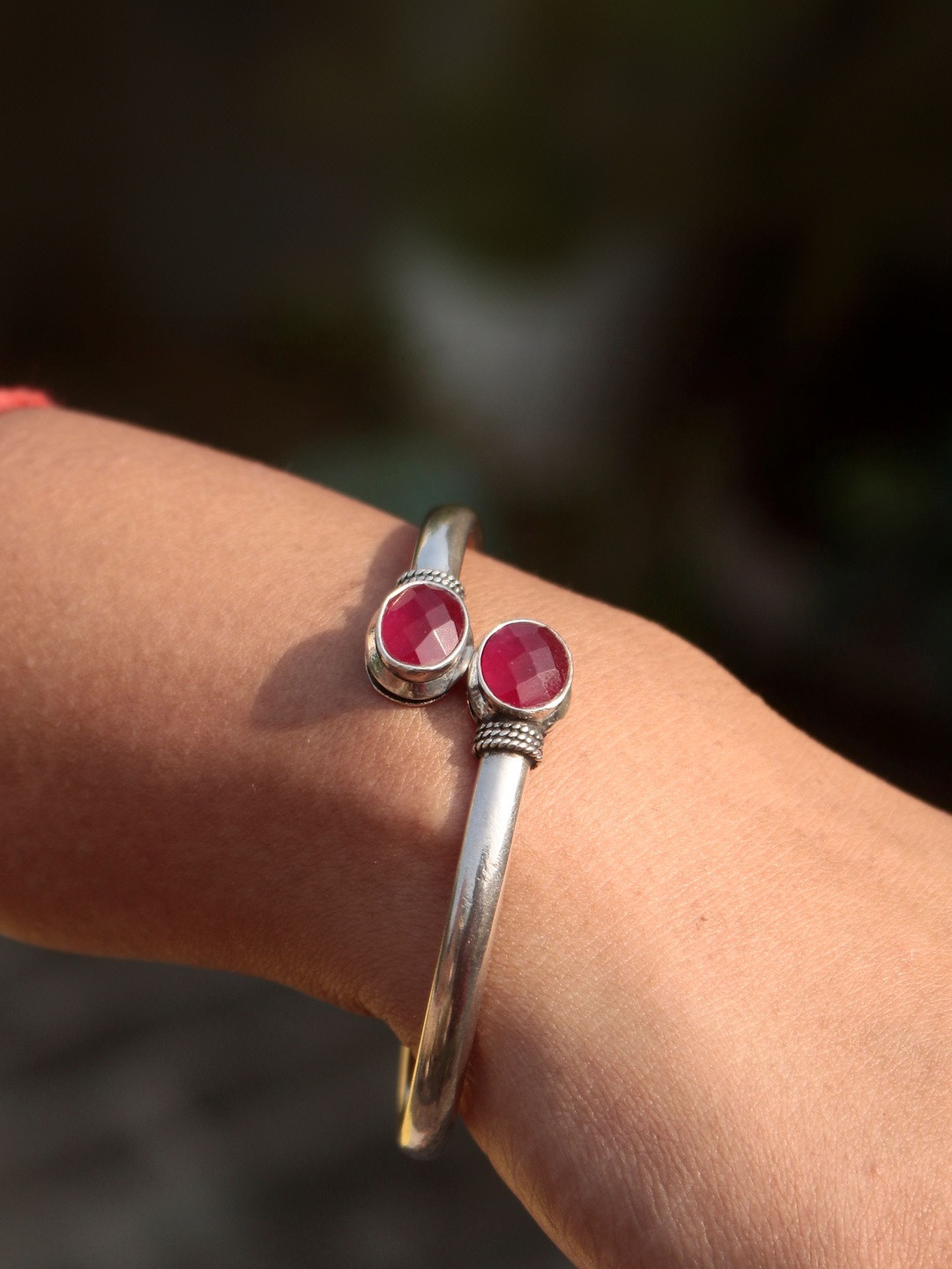 FUSIONARI Sterling Silver Gemstone Studded Bangle