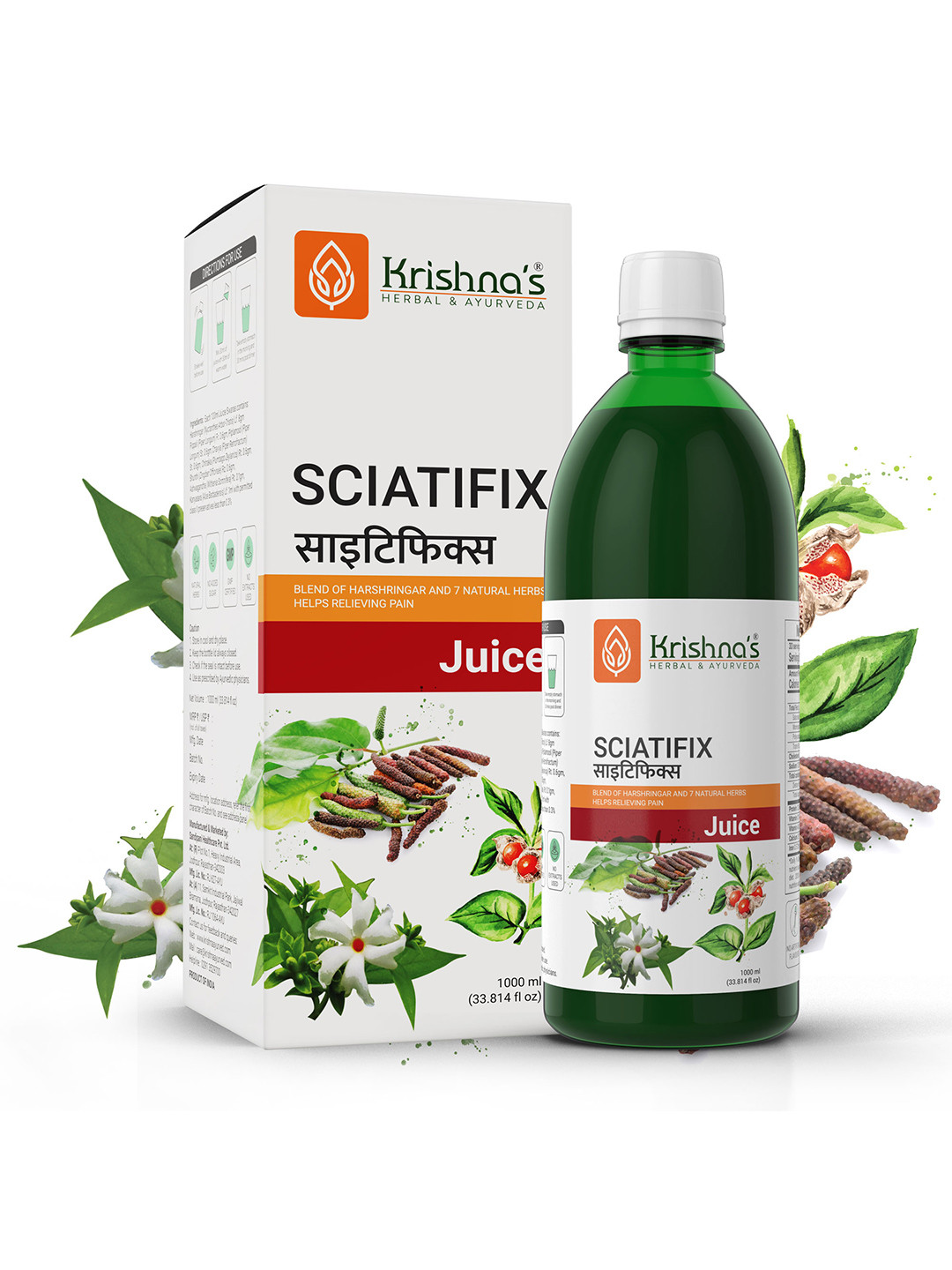 Krishna's Herbal & Ayurveda Natural Pain Reliever Sciatifix Juice - 1 L
