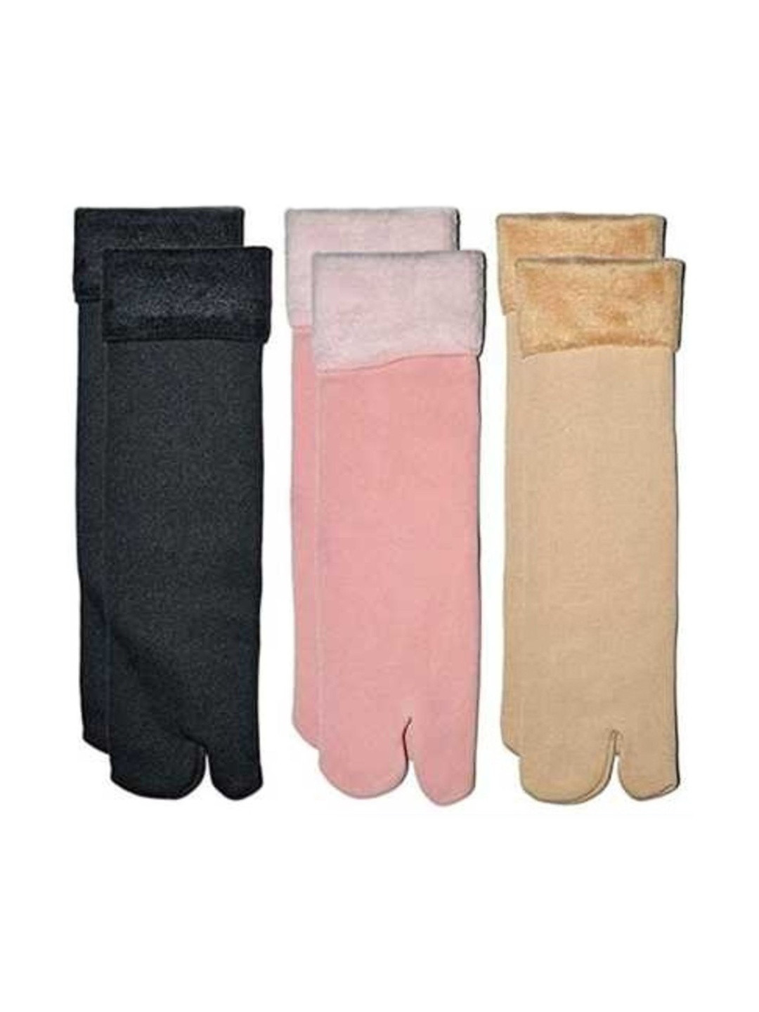 Akeeta Women Multi Colored Set Of 3 Wool Blend Full Length Socks
