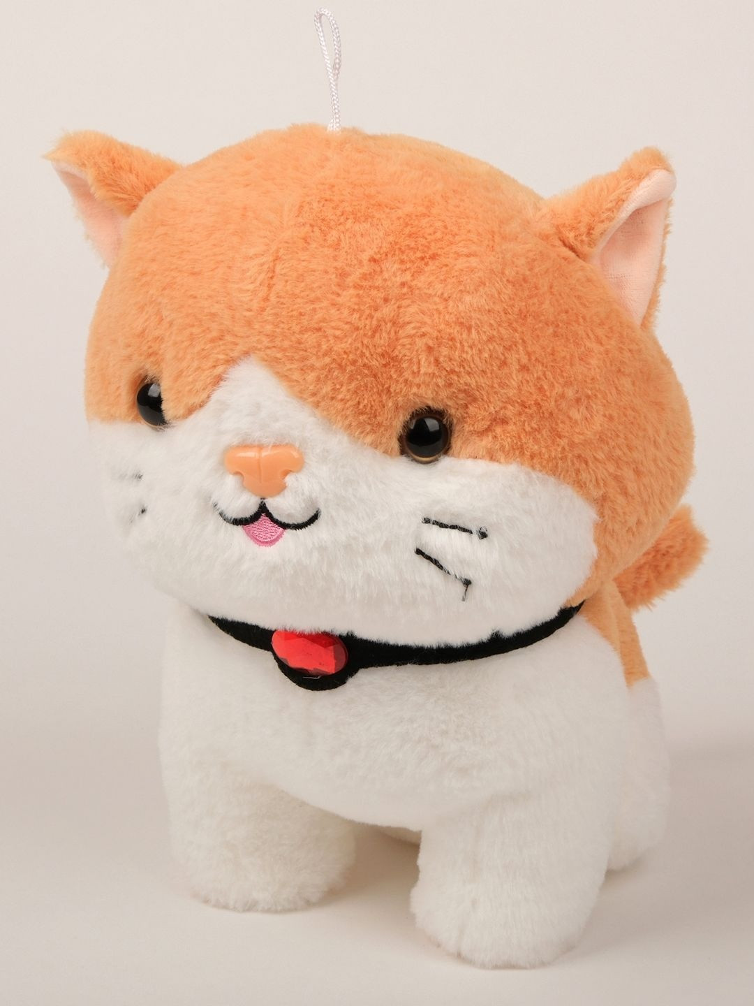 DukieKooky Kids Polyfill Super Cute White Cat with Black Collar Plush Soft Toy