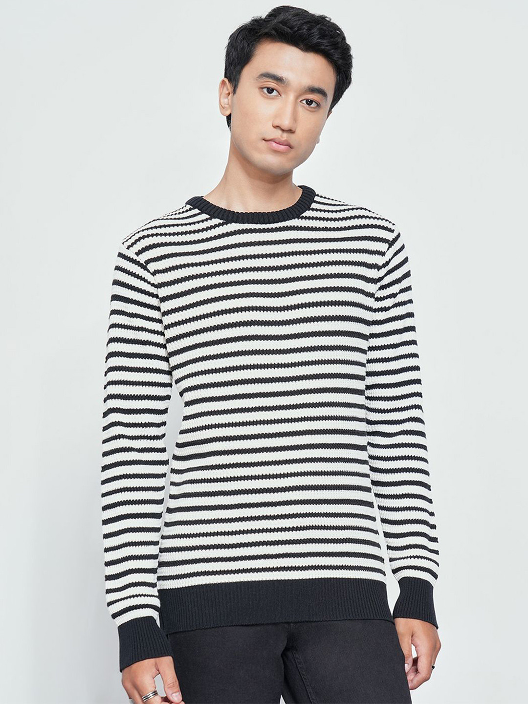 People Men Striped Long Sleeves Pullover Sweaters