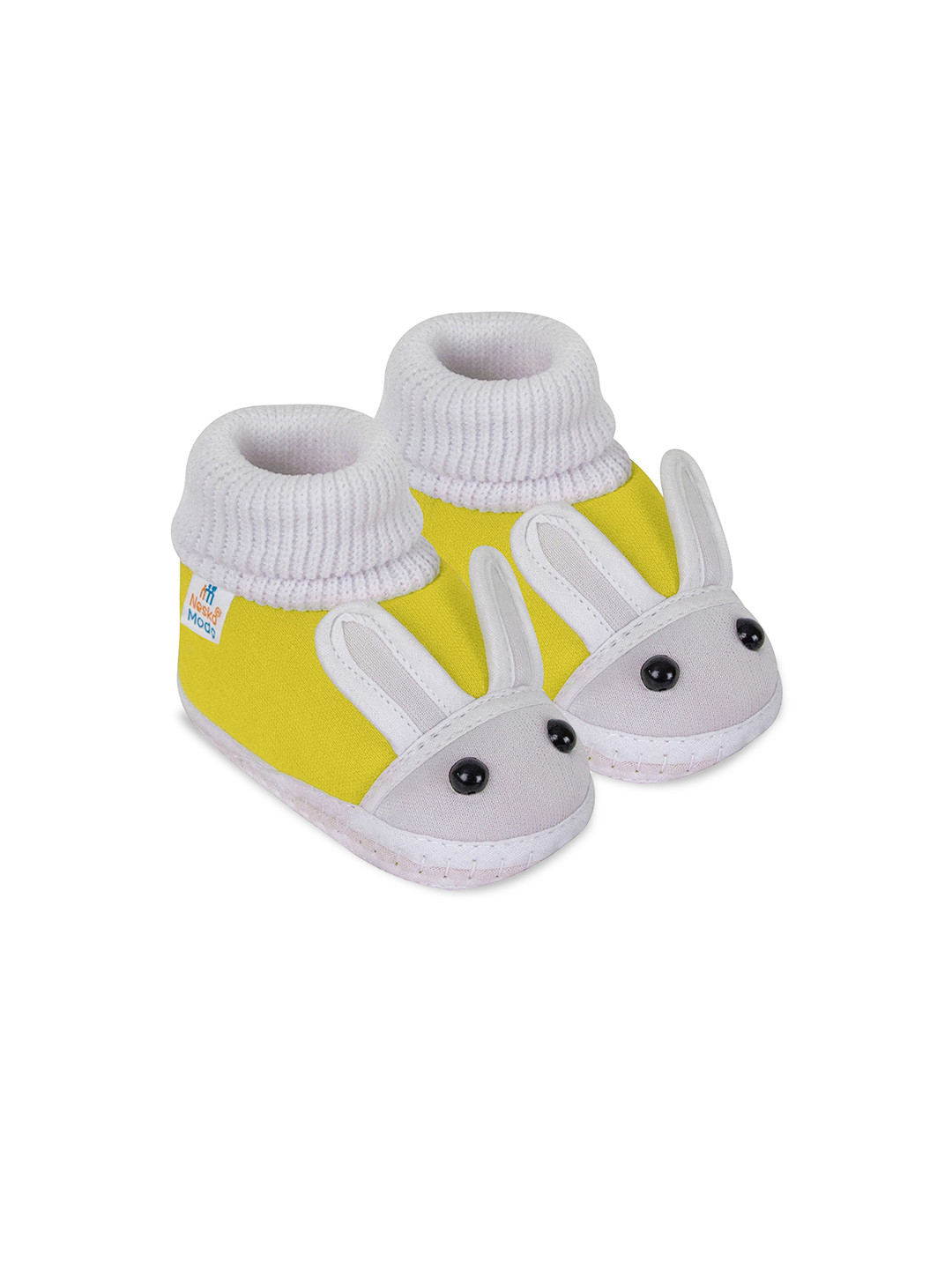 NESKA MODA Kids Rabbit Face Slip On Cotton Booties
