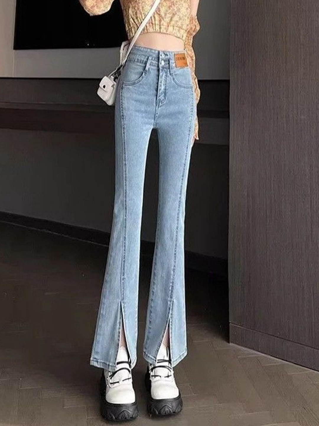 StyleCast x Revolte Women Mid-Rise Front Seam Light Fade Stretchable Slim Fit Jeans