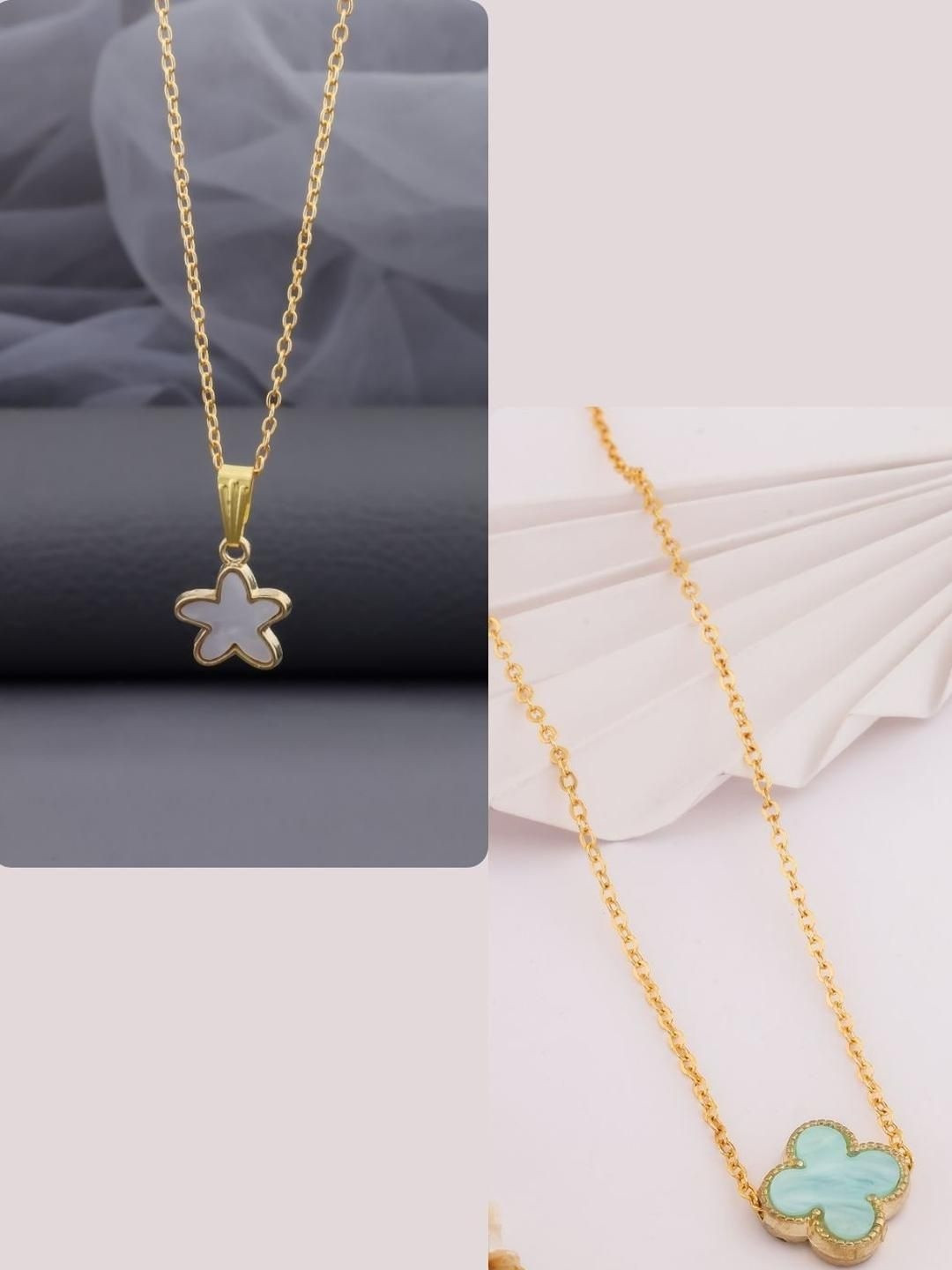 SZN Elegant Set Of 2 Gold-Plated Star Shaped Minimal Link Chain