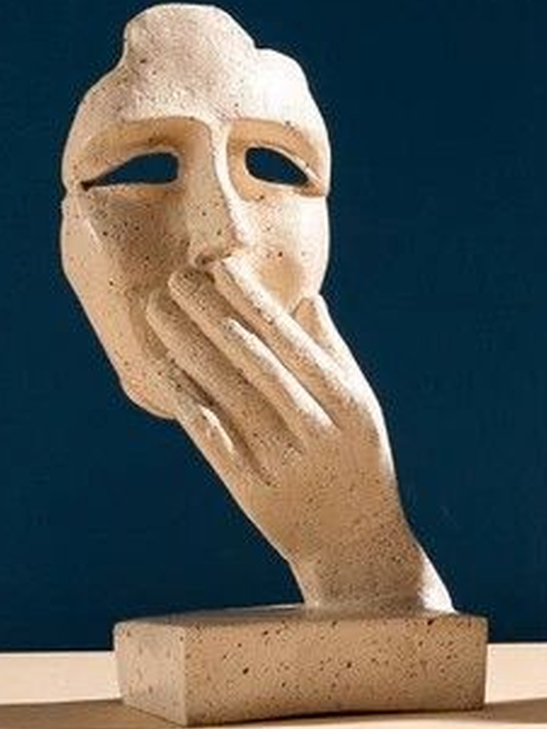 THREADVIBE LIVING Cream-Coloured Abstract Woman Face Sculpture Figurine Showpiece