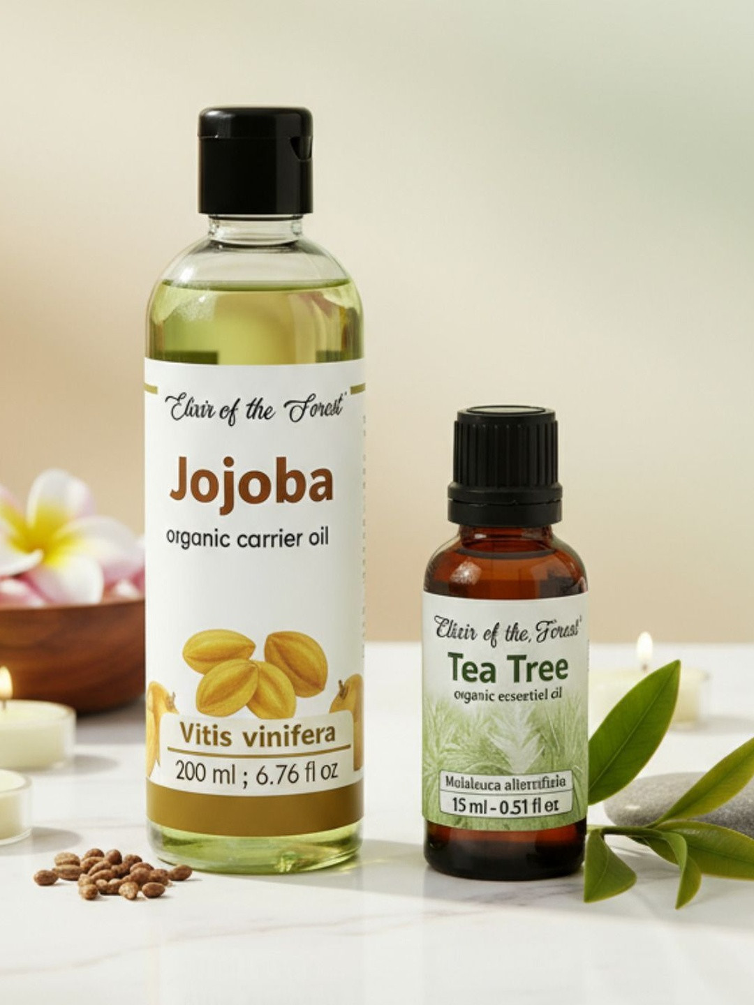 ELIXIR OF THE FOREST Set Of 2 Tea Tree Essential Oil - 15 ml & Jojoba Oil - 200 ml
