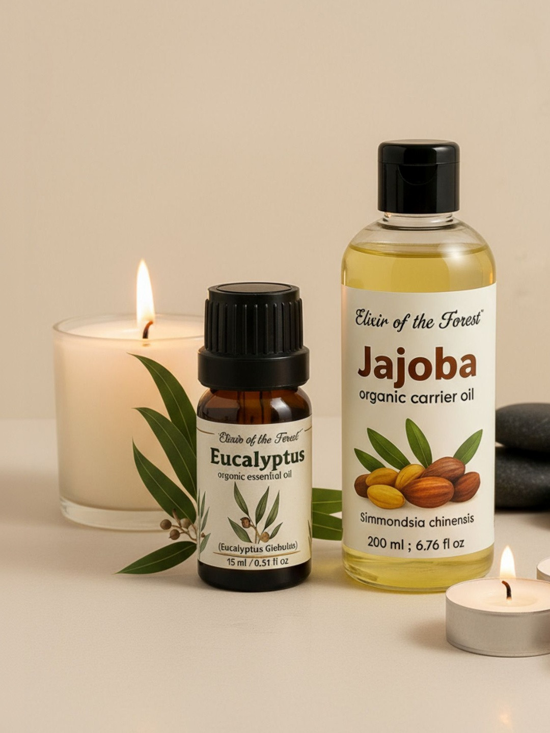 ELIXIR OF THE FOREST Set Of 2 Eucalyptus Essential Oil 15 ml & Jojoba Oil - 200 ml