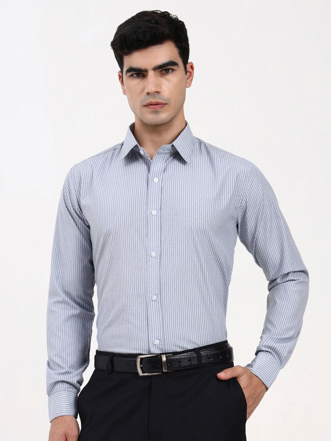 Ya Qalbi Men Premium Tailored Fit Vertical Striped Spread Collar Pure Cotton Casual Shirt