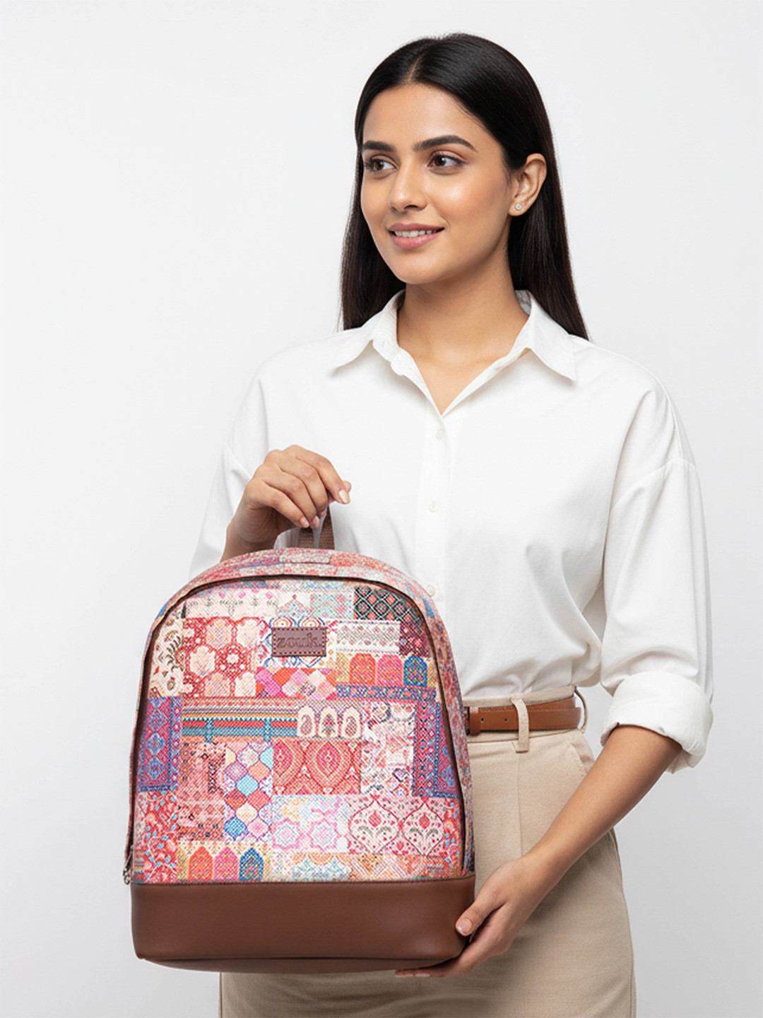 ZOUK Women Ethnic Motifs Printed Fabric Backpack