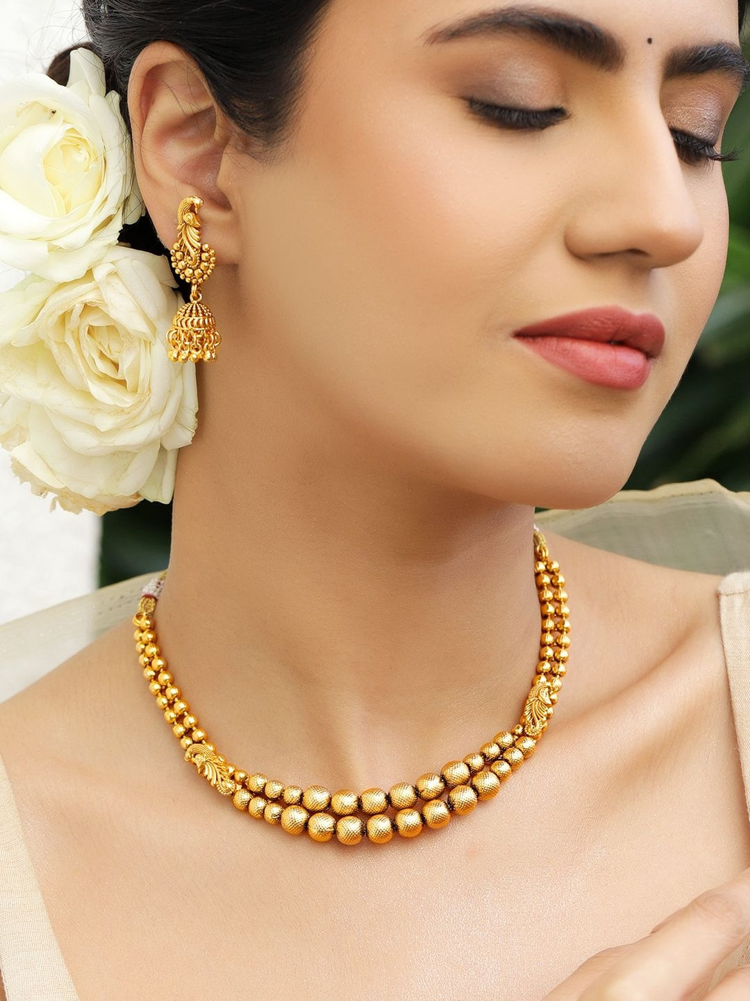 Rubans Women Gold-Plated & Beaded Jewellery Set