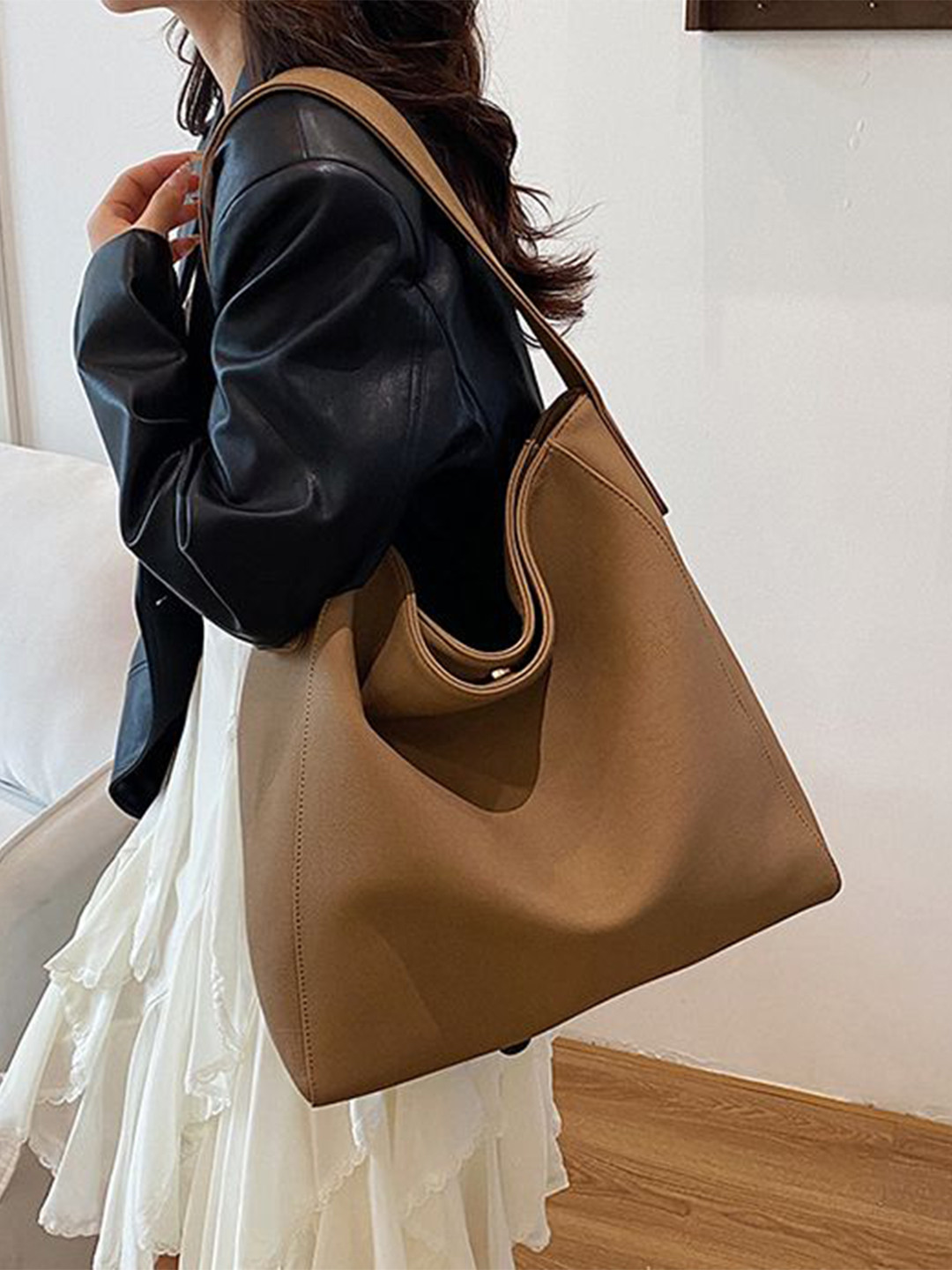 StyleCast x Revolte Solid Laptop Compartment Oversized Shopper Tote Bag