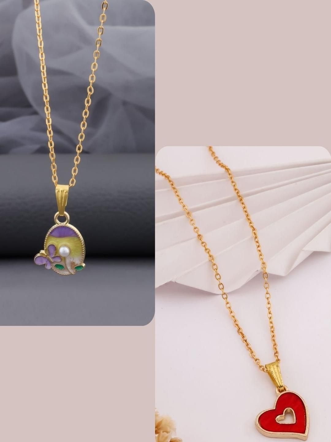 SZN Set Of 2 Women Gold-Plated Charms Necklace With S-Hook
