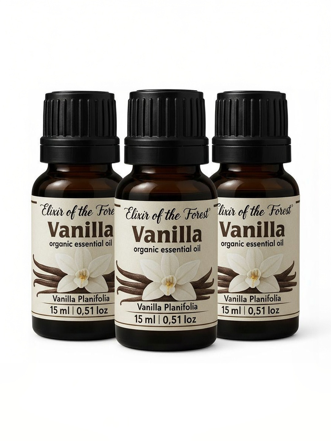 ELIXIR OF THE FOREST Set Of 3 Vanilla Essential Oil - 15 ml Each