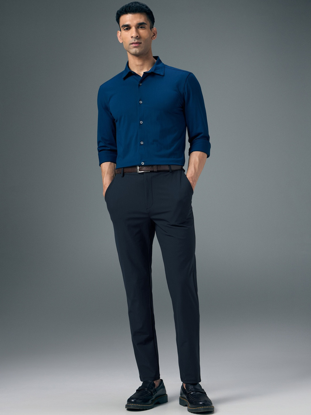 Technosport Men Semi-Formal Solid Straight Fit Trousers Pants With Duracool+