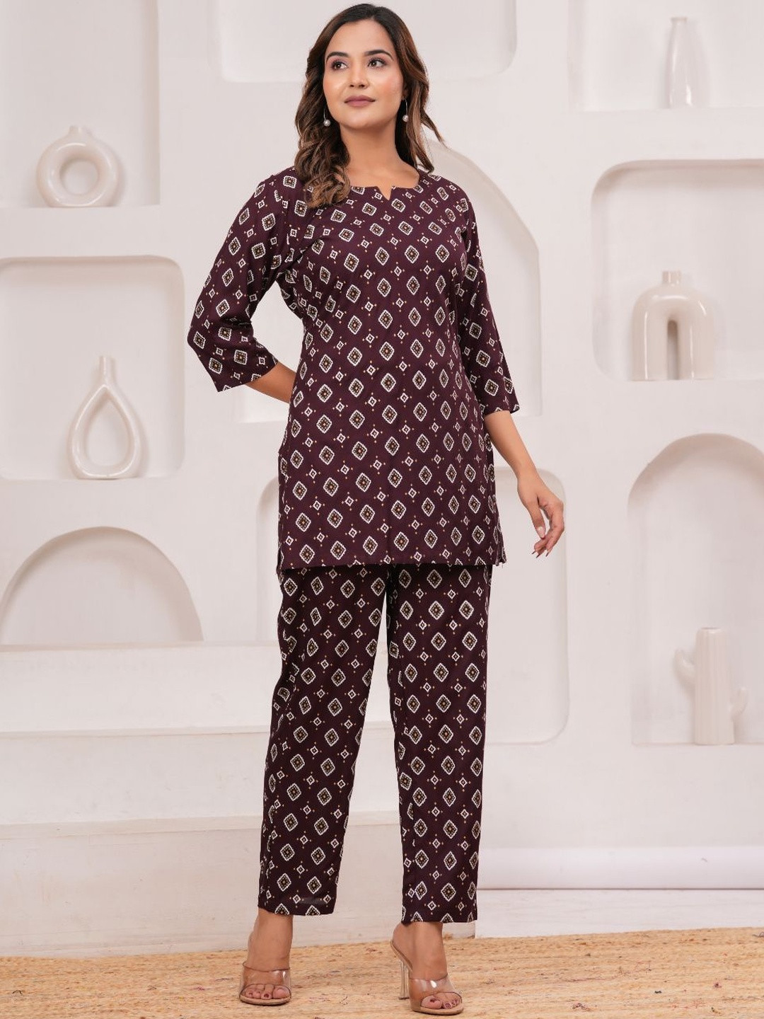 mad fury Ethnic Motifs Printed Pure Cotton Tunic With Trousers