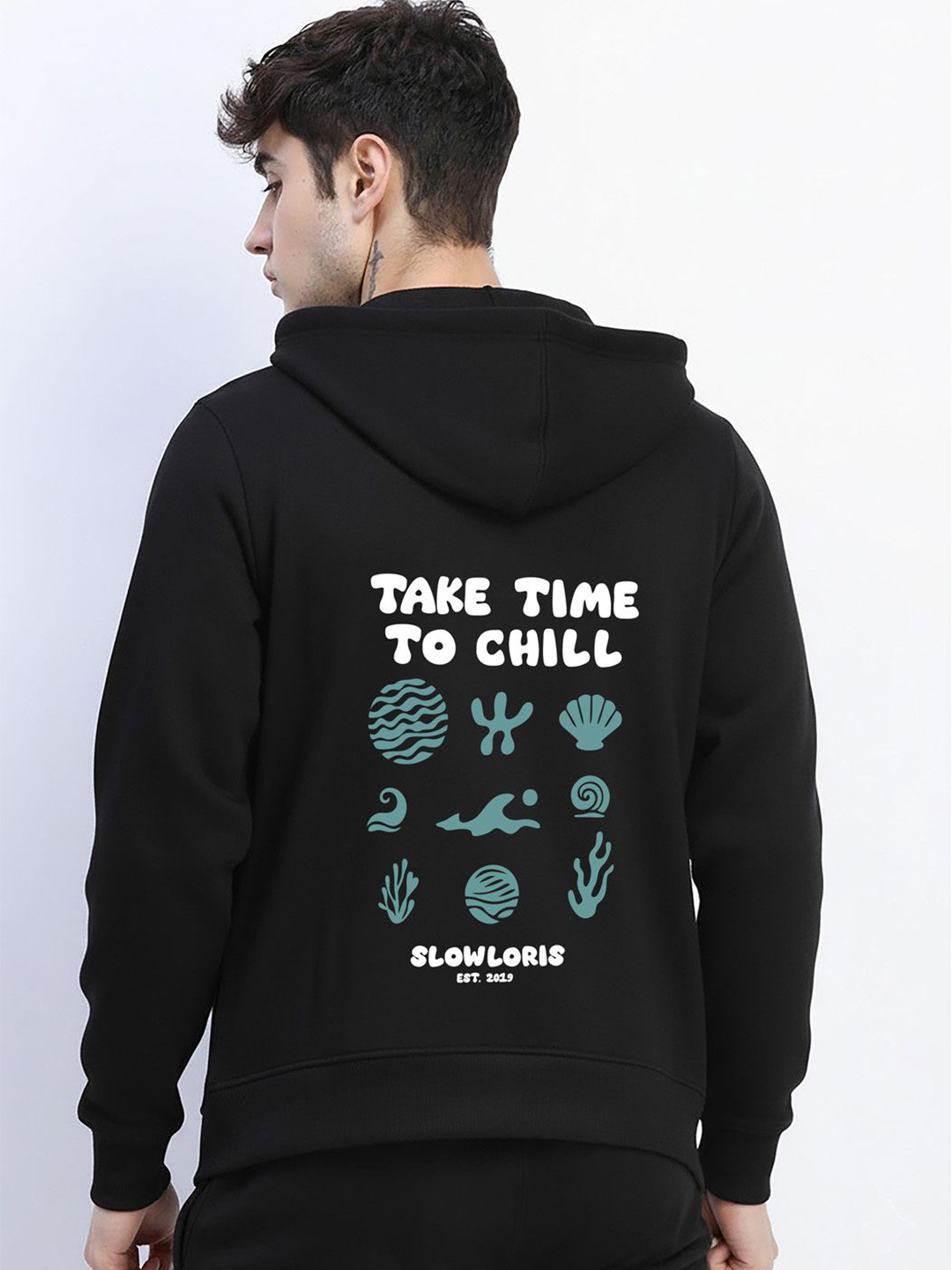 MINISTRY OF FRIENDS Men Printed Hooded Front-Open Sweatshirt