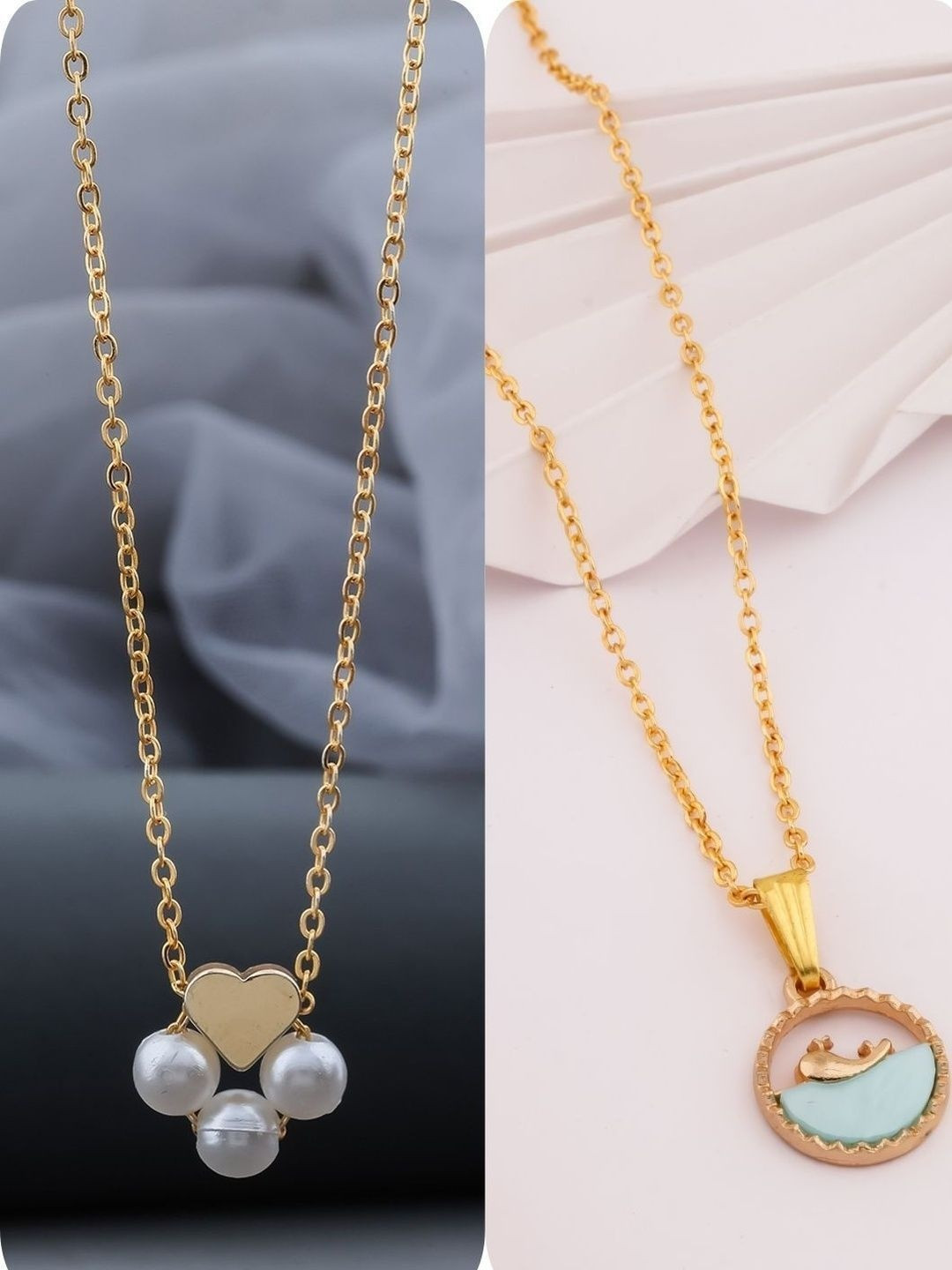 SZN Set Of 2 Gold-Plated Artificial Beaded Chains