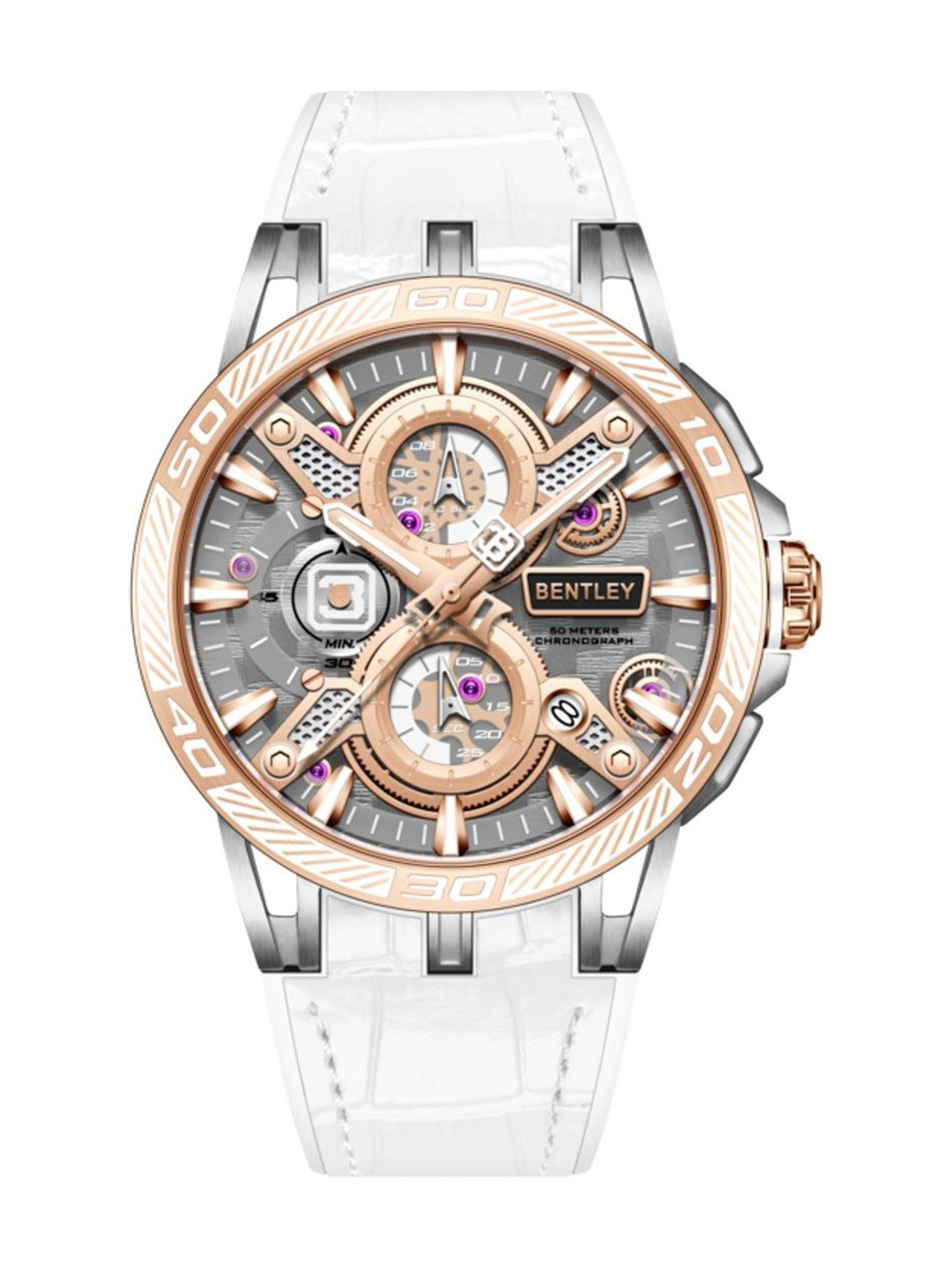 BENTLEY Men Dial & Leather Straps Analogue Multi Function Watch