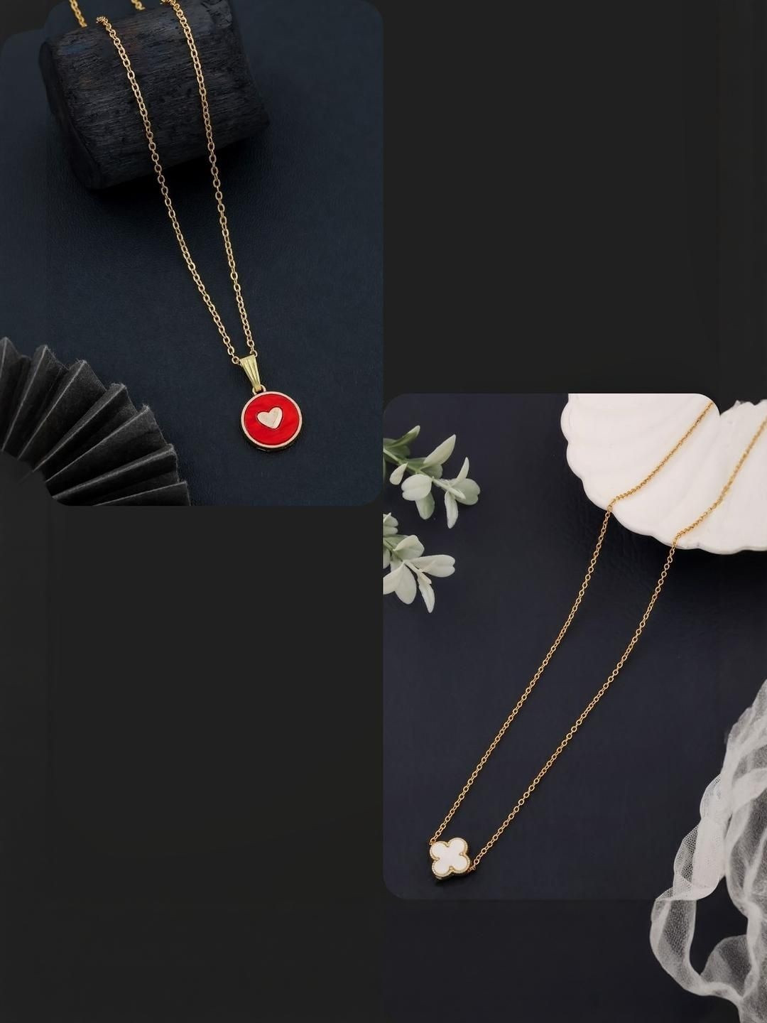 SZN Elegant Set Of 2 Gold-Plated Circular Shaped Minimal Link Chain Necklaces