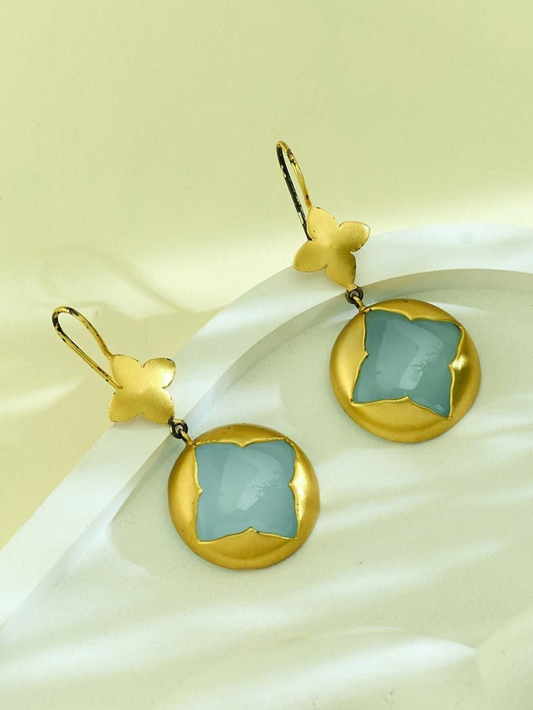 Fabindia Circular 1 Pair Gold-Plated Dangler Earrings