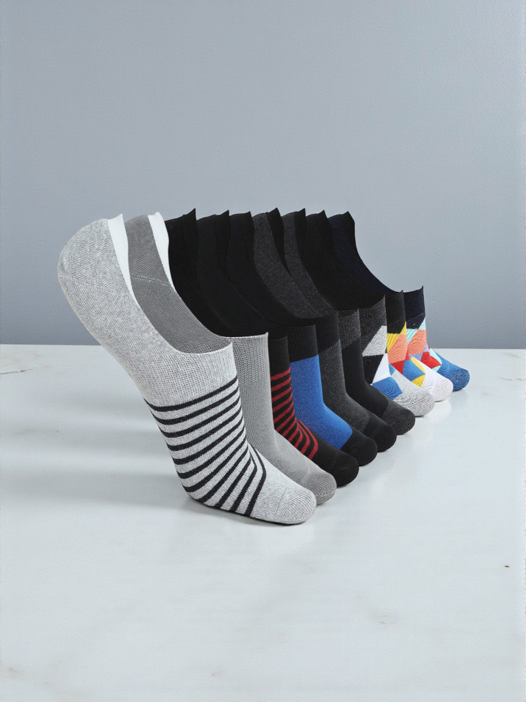 CRUSSET Men Pack of 9 Assorted Cotton Shoe Liners