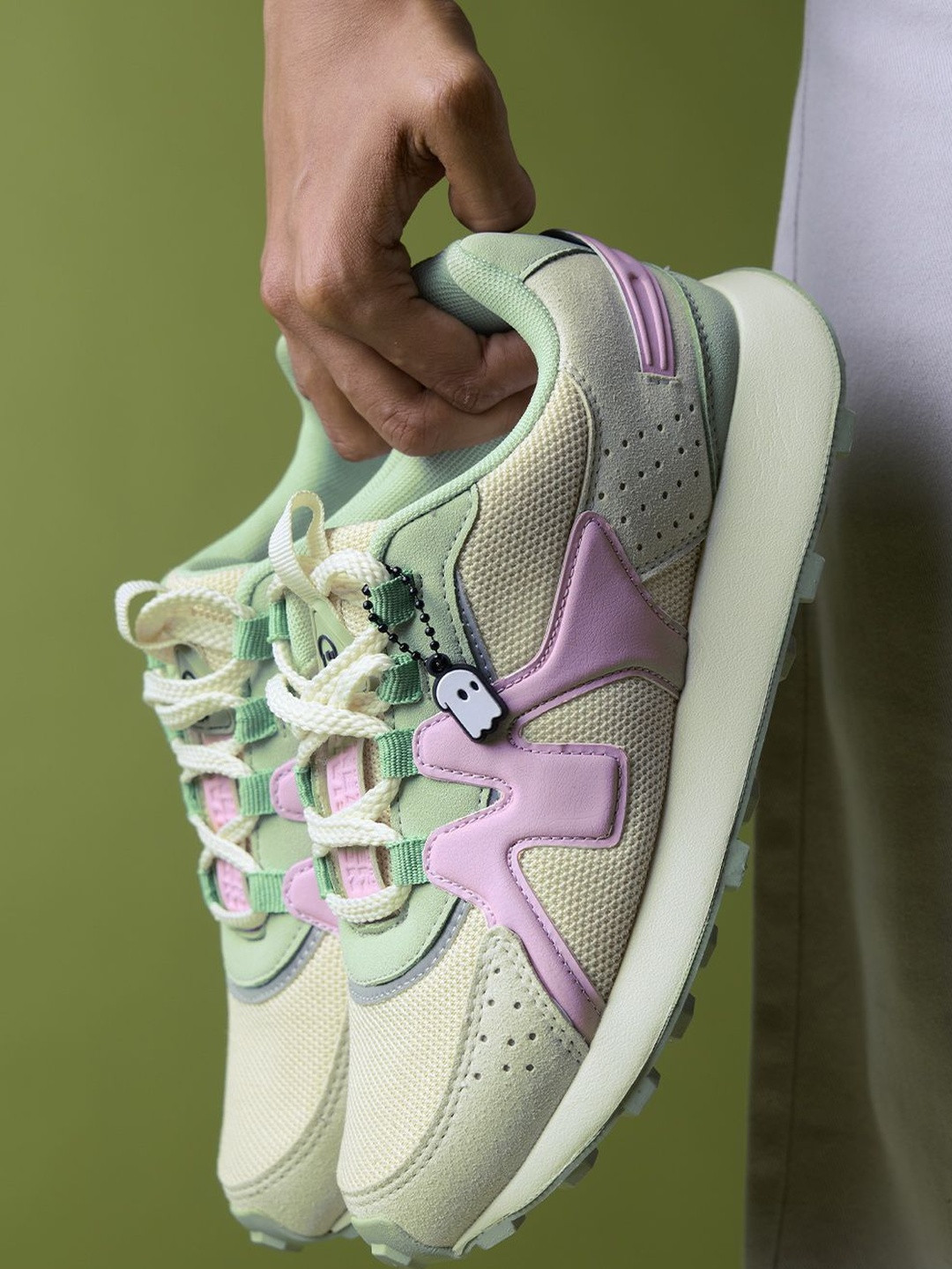 The Souled Store Women Gelato Pistachio Suede Lace-Ups Sneakers