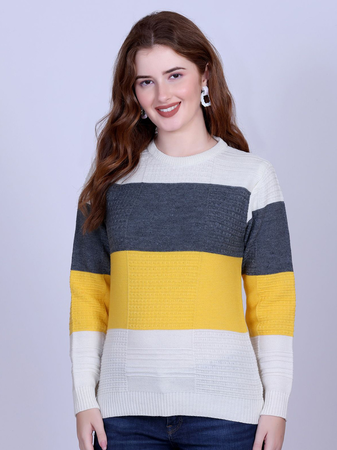 The Roadster Lifestyle Co Women Wool Blend Striped Cardigan