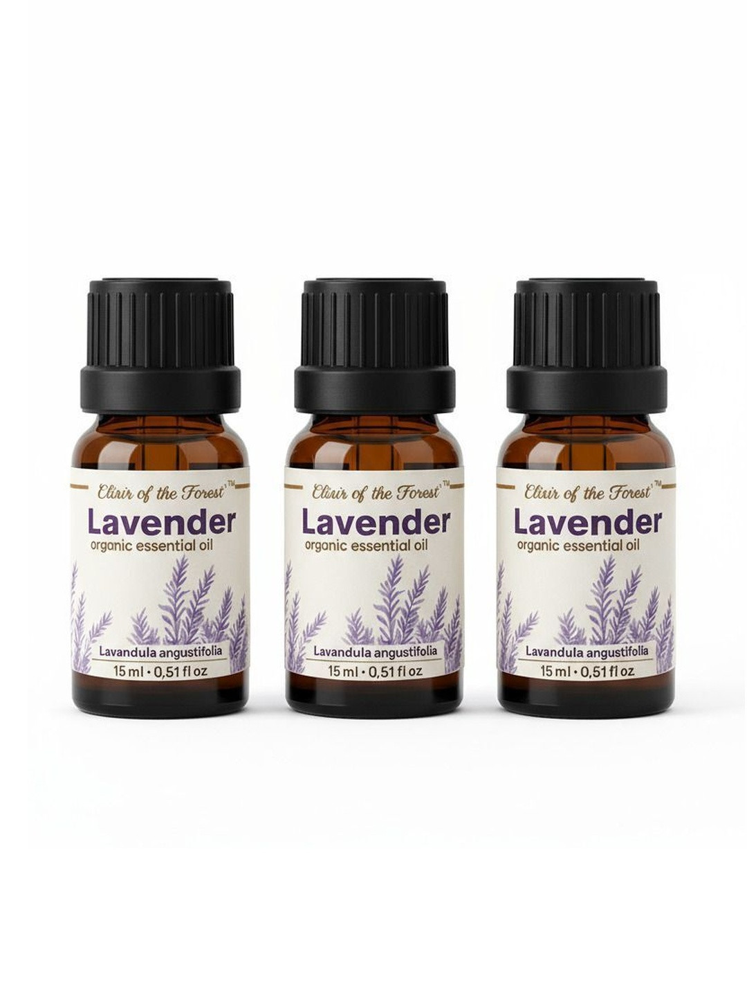ELIXIR OF THE FOREST Set Of 3 Lavender Essential Oil For Skin & Hair - 15 ml Each