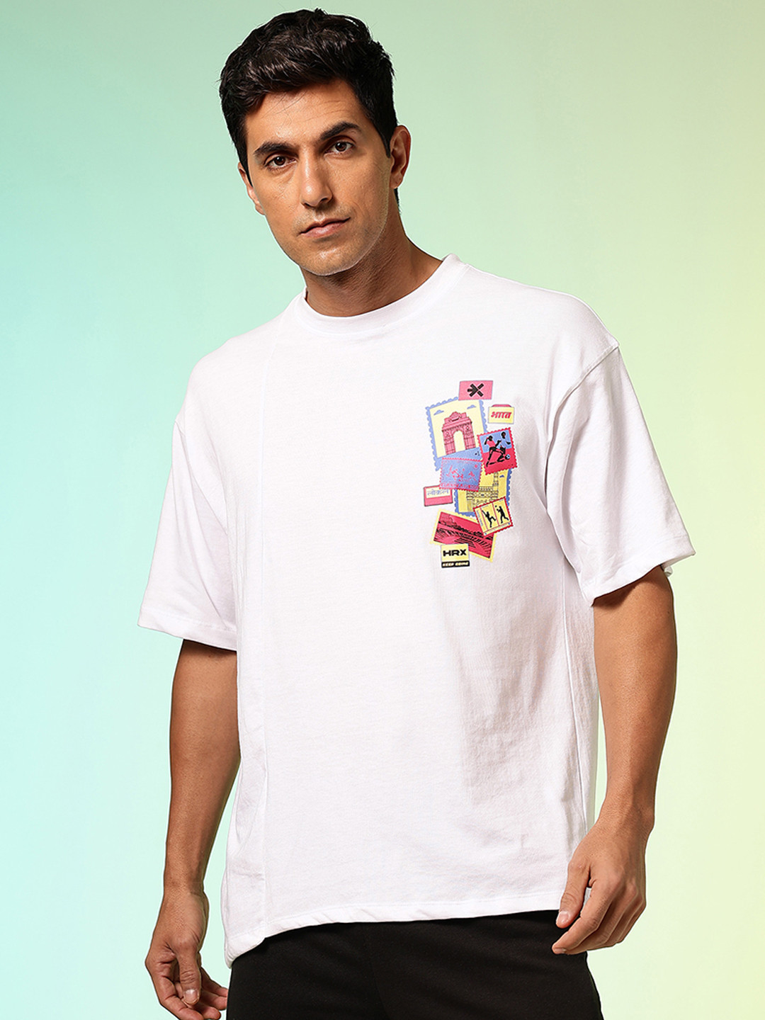 HRX by Hrithik Roshan Being Local Story Drop-Shoulder Printed Lifestyle Oversized T-shirt