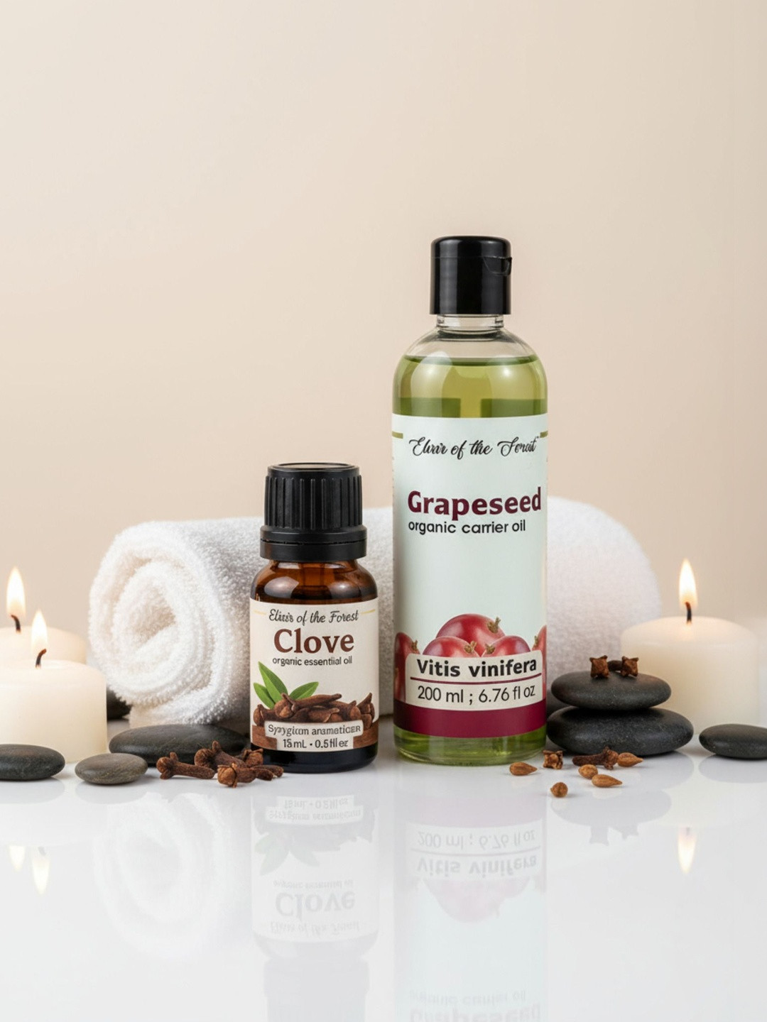 ELIXIR OF THE FOREST Set Of 2 Clove Essential Oil 15 ml & Grapeseed Oil - 200 ml